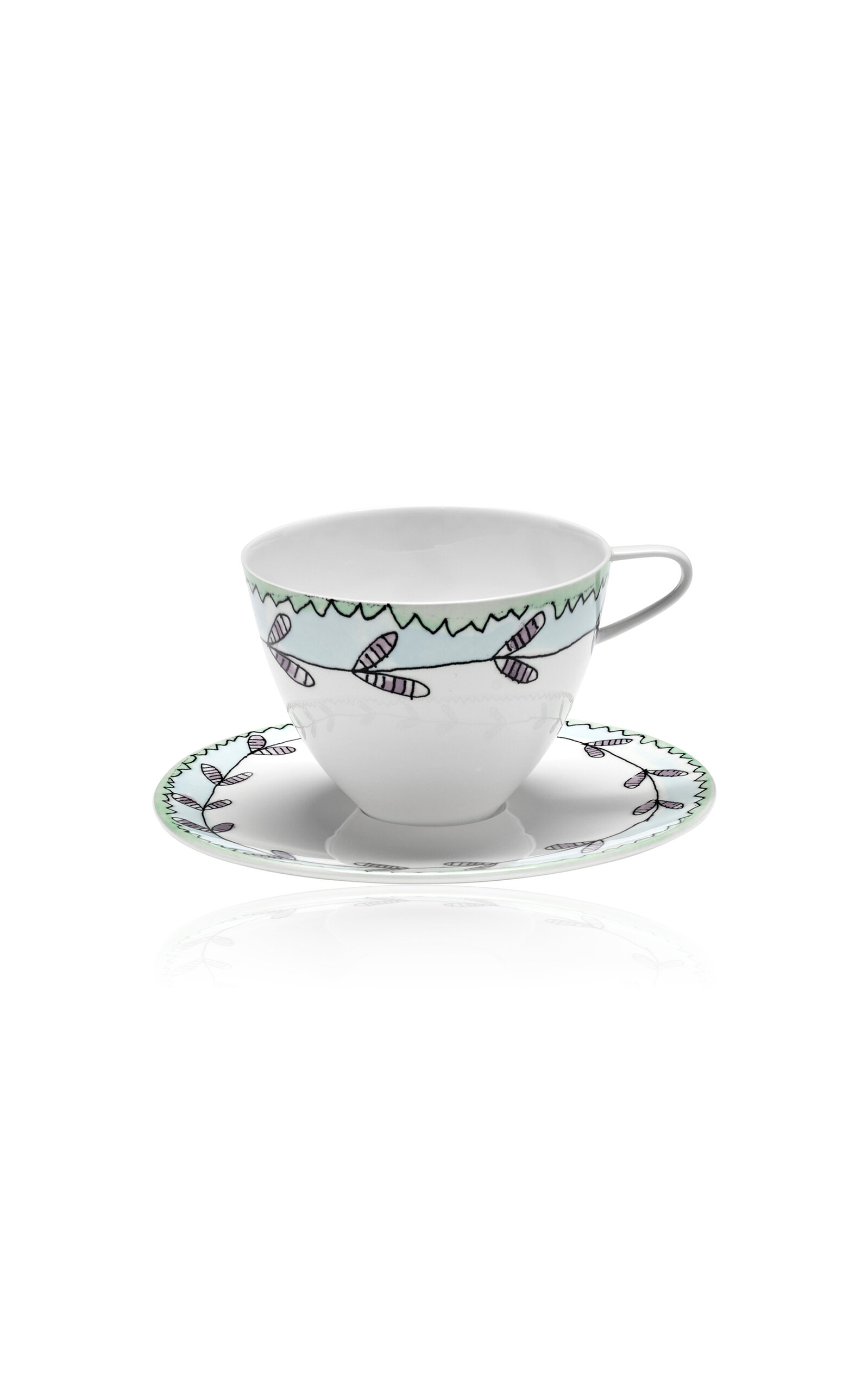 Marni For Serax Serax Marni Midnight Flowers Cappuchino Cup With Saucer D14.50cm Blossom Milk In White