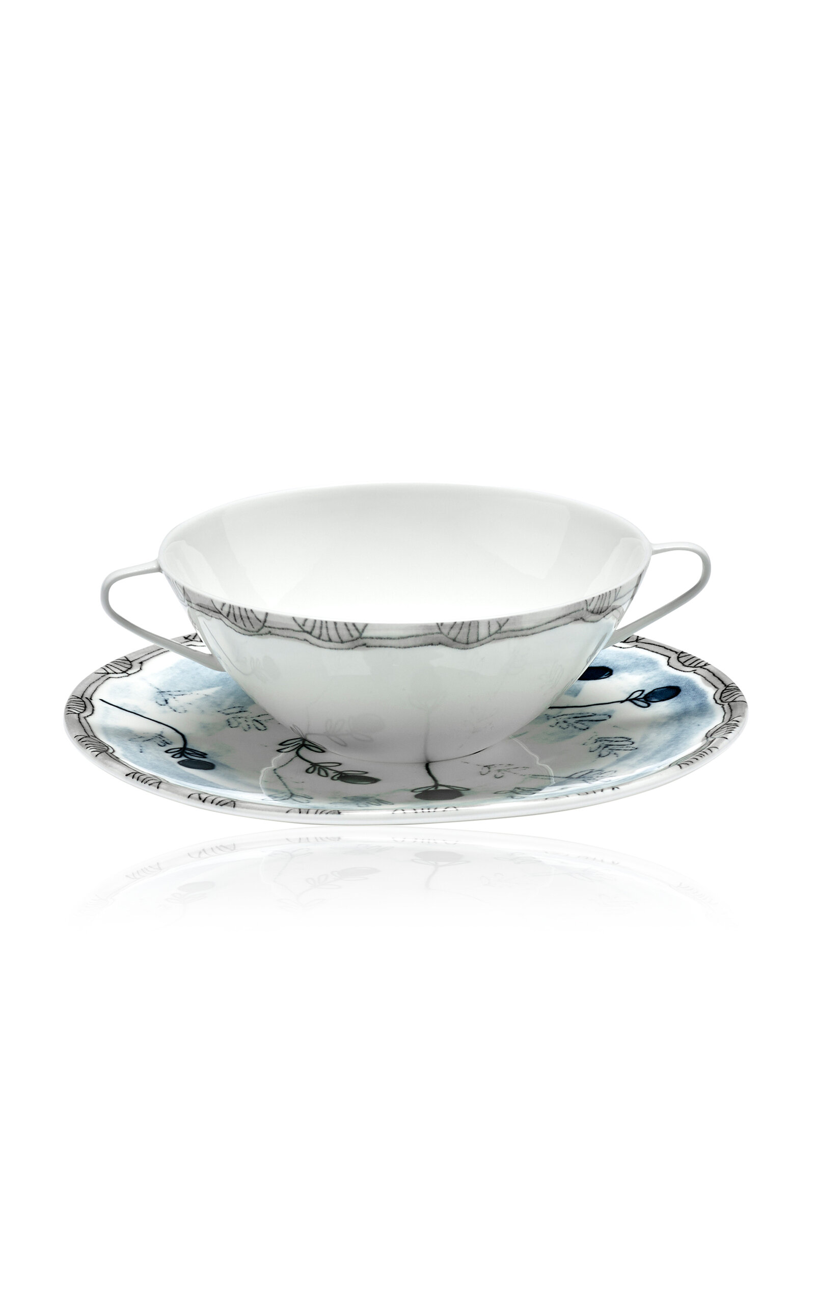 Marni For Serax Serax Marni Midnight Flowers Soup Bowl With Saucer D18cm Mirtillo Tea In White