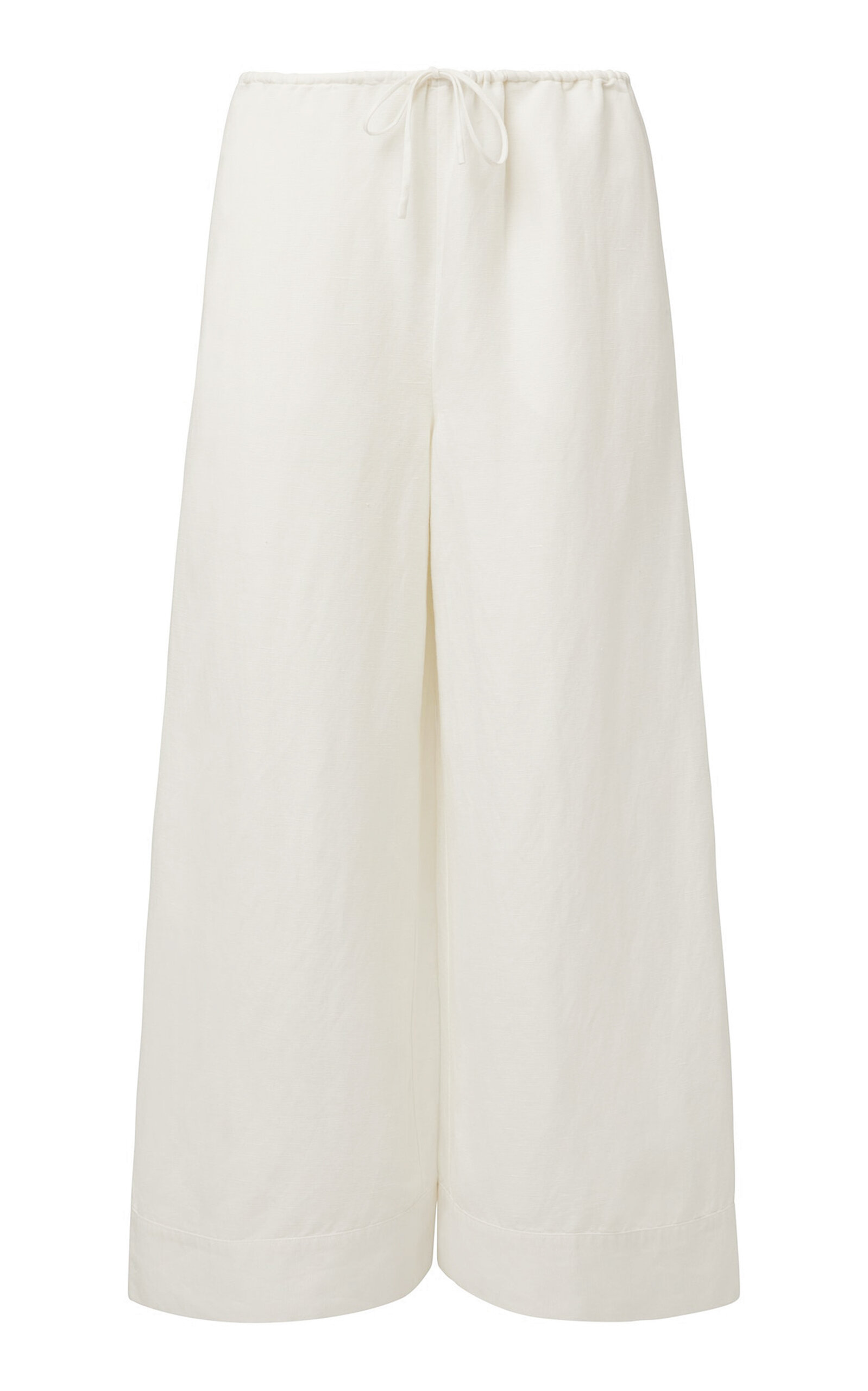 Shop Onia Drawstring Linen-blend Wide-leg Pant In White