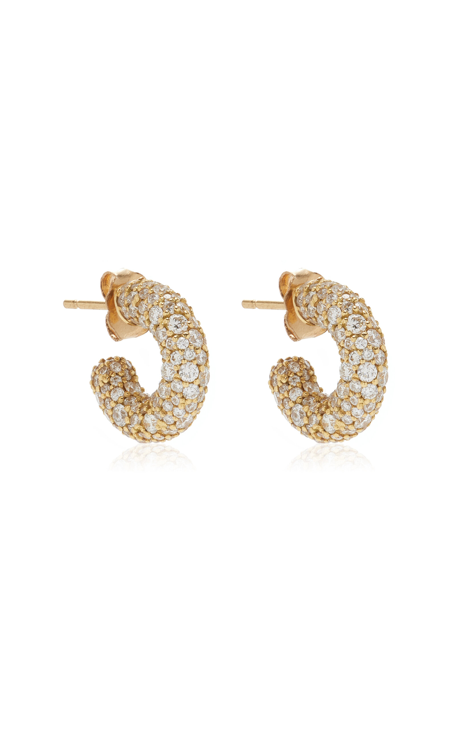 Mini 18K Yellow Gold Diamond Hoop Earrings