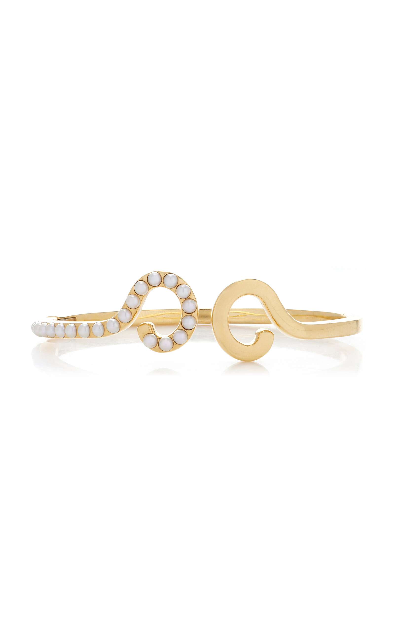Shop Akaila Reid Swirl 18k Yellow Gold Pearl Bracelet In White