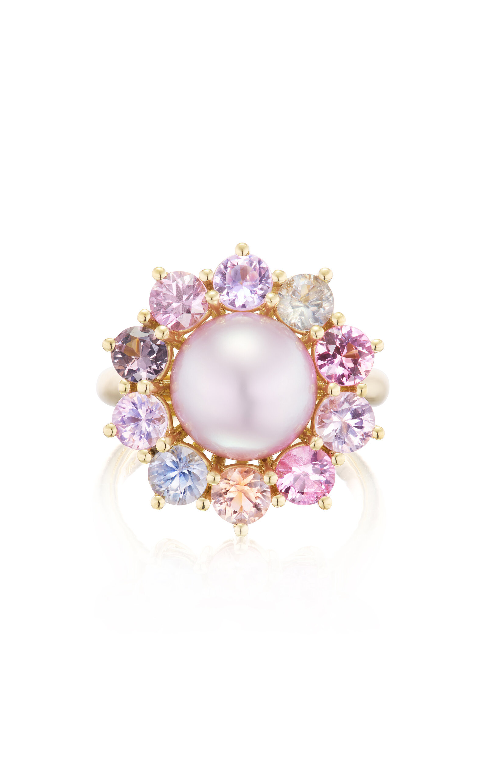 One-of-a-Kind 18K Yellow Gold Pearl; Sapphire Ring