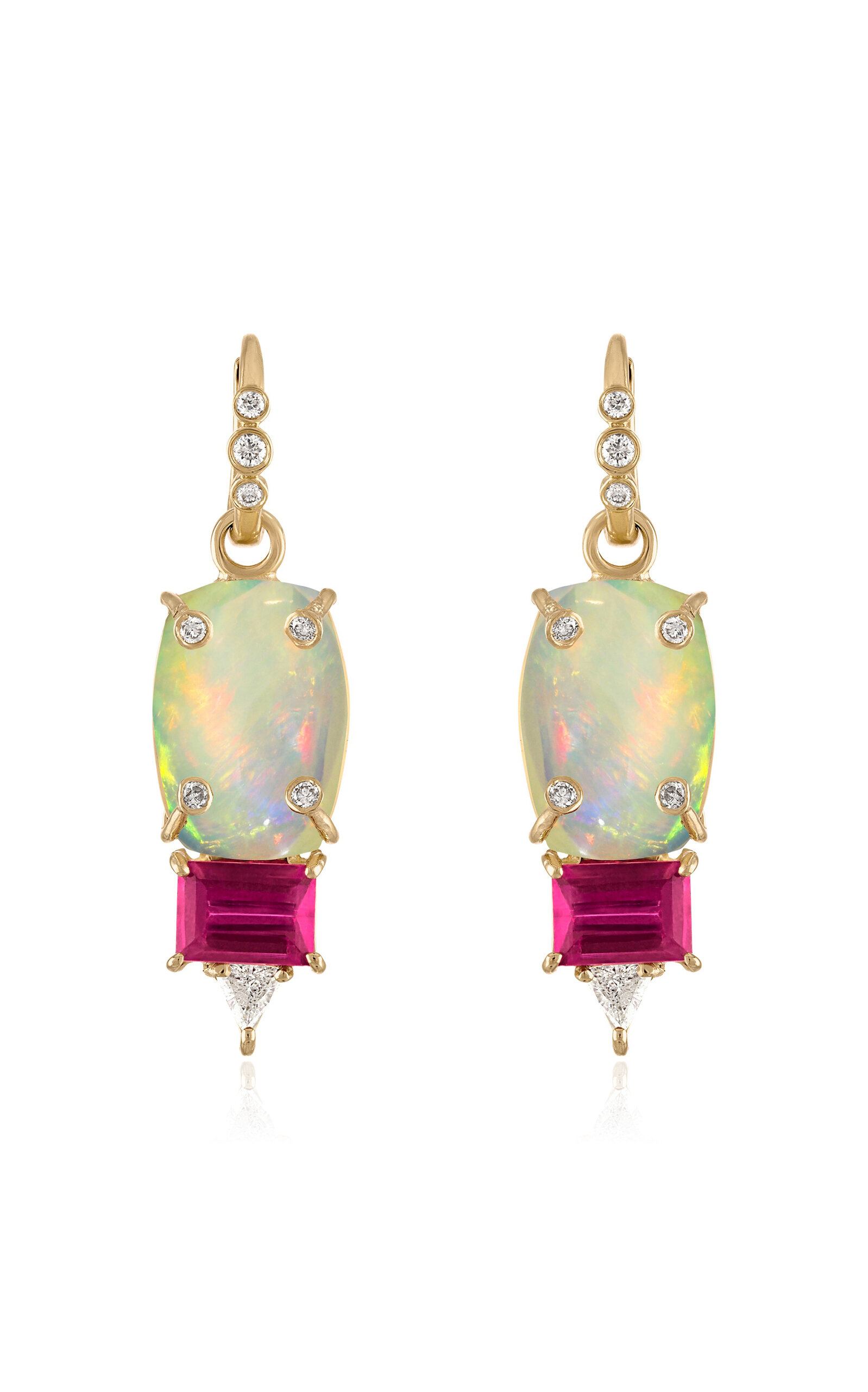 Eden Presley 14k Yellow Gold Opal Pink Tourmaline & Diamond Earrings