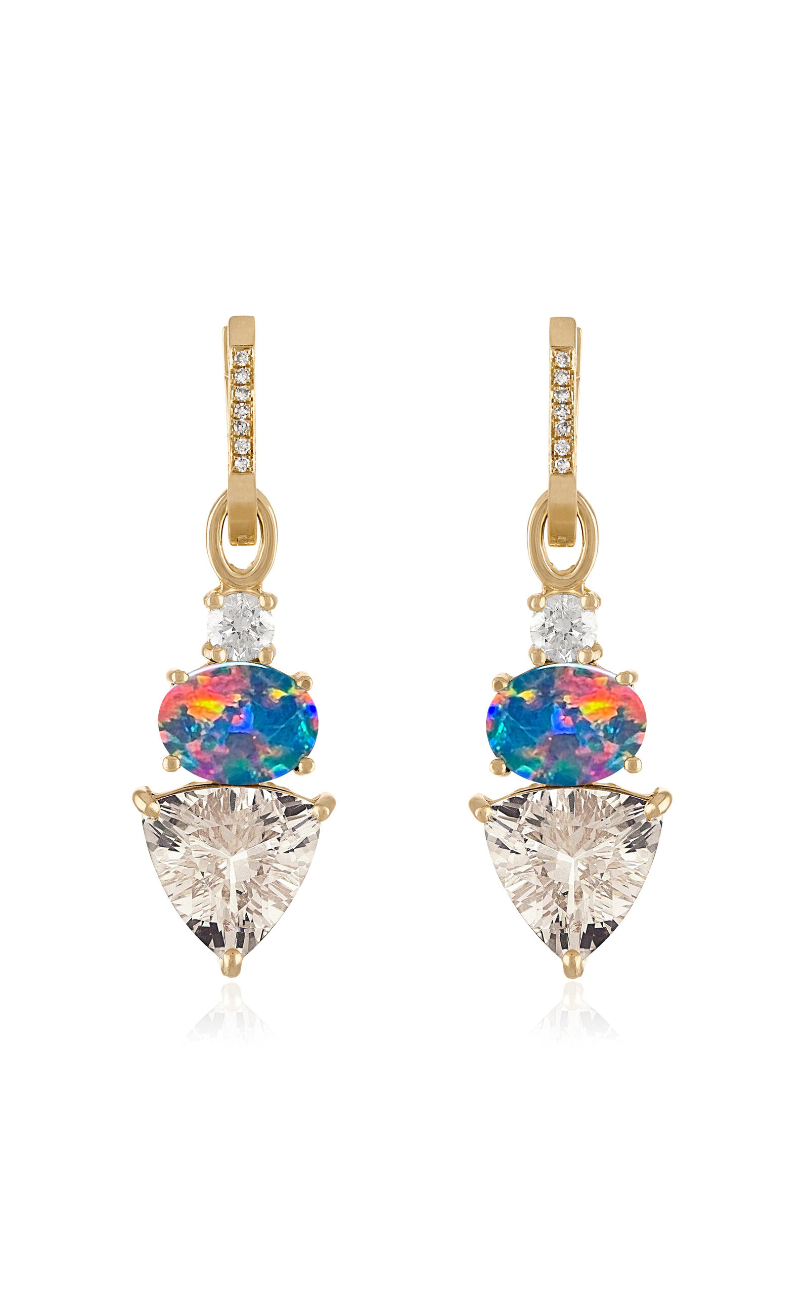 Eden Presley 14k Yellow Gold Morganite; Boulder Opal Diamond Earrings In Multi