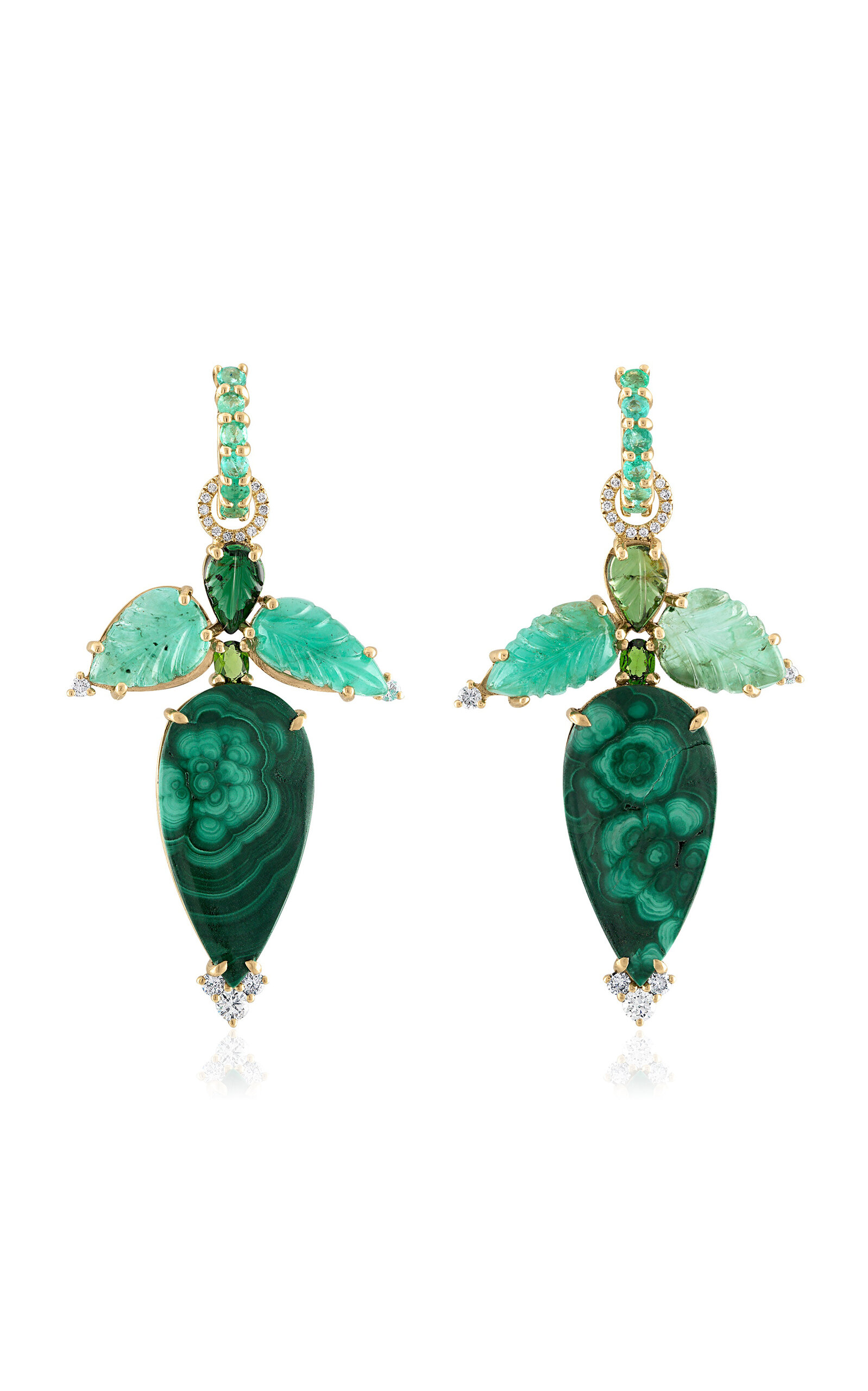 Eden Presley 14k Yellow Gold Malachite Emerald Drop Earrings In Green