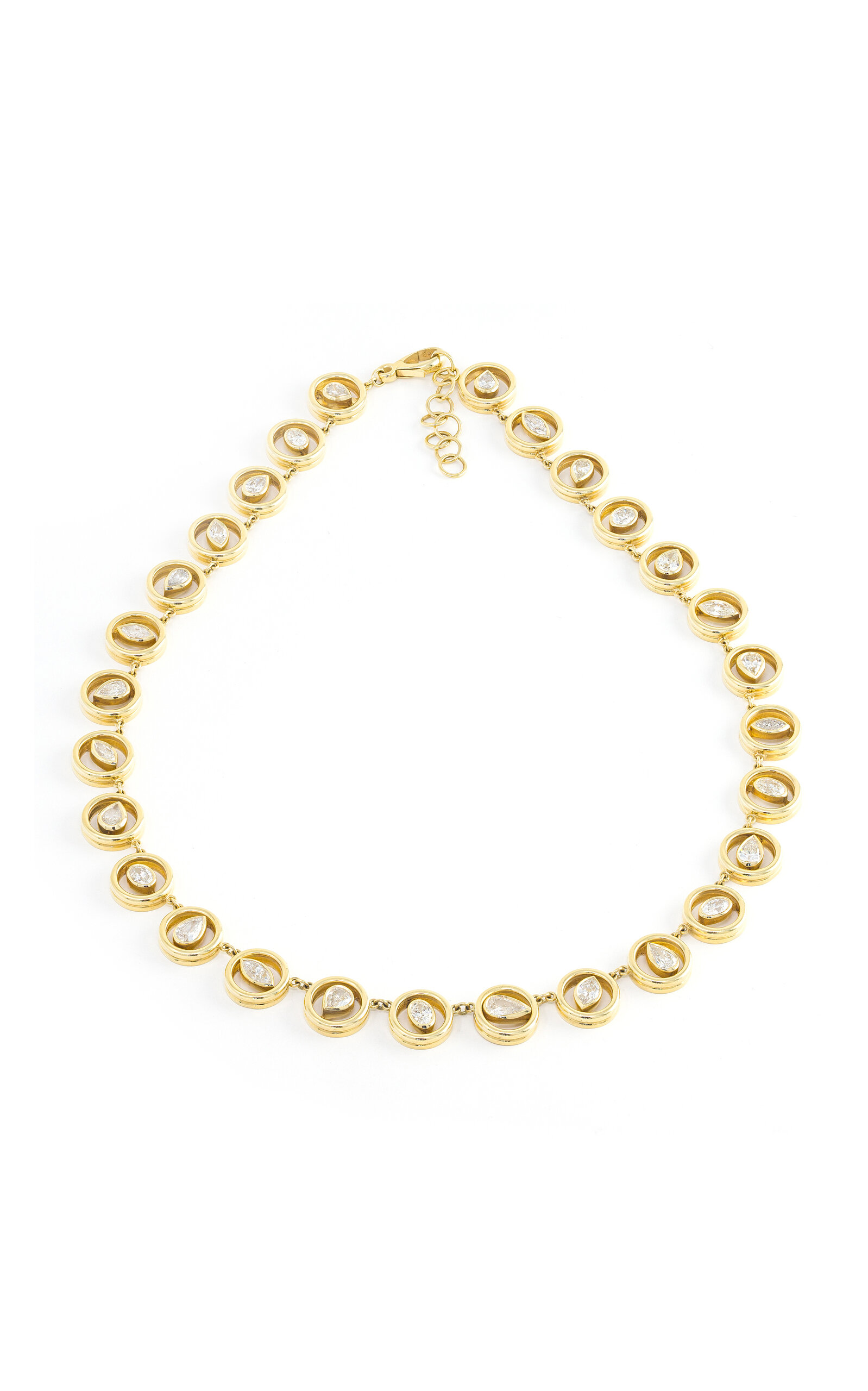 18k Yellow Gold Shadow Mixed Diamond Necklace