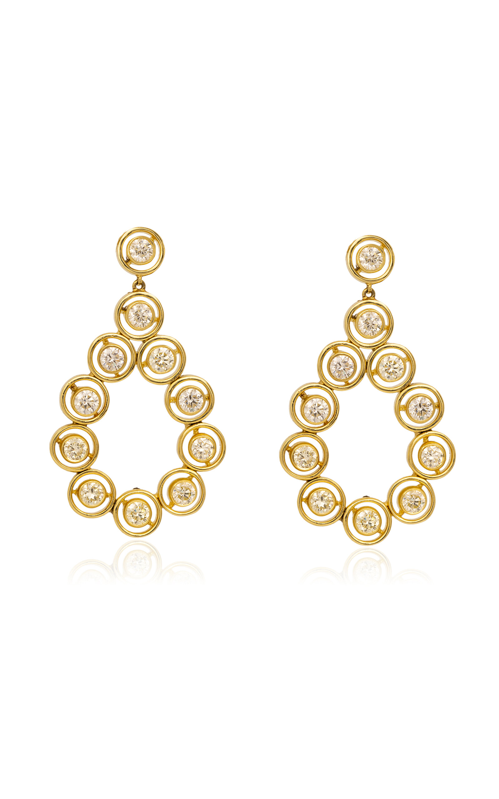 18k Yellow Gold Small Shadow Diamond Chandelier Earrings