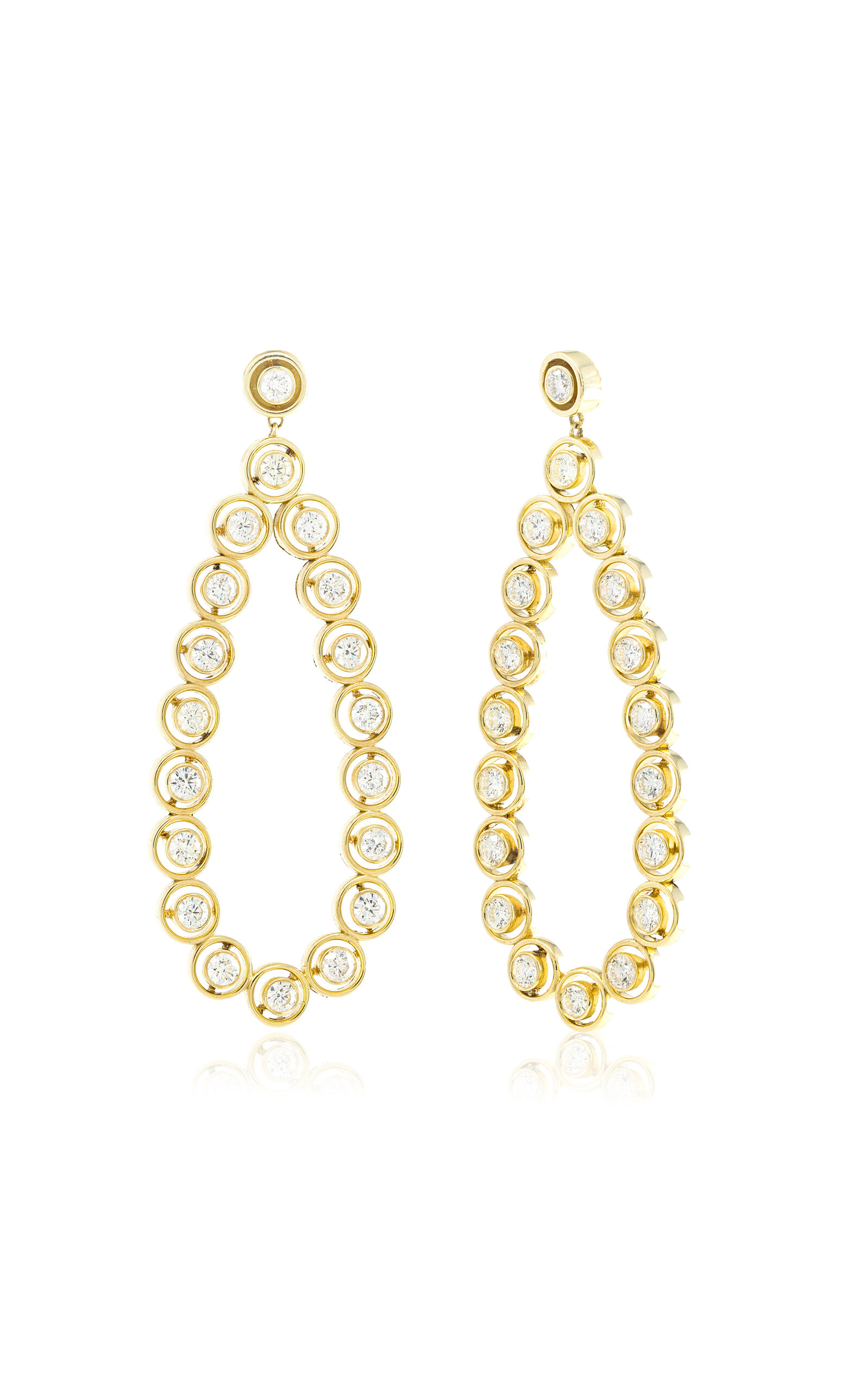 18k Yellow Gold Large Shadow Diamond Chandelier Earrings