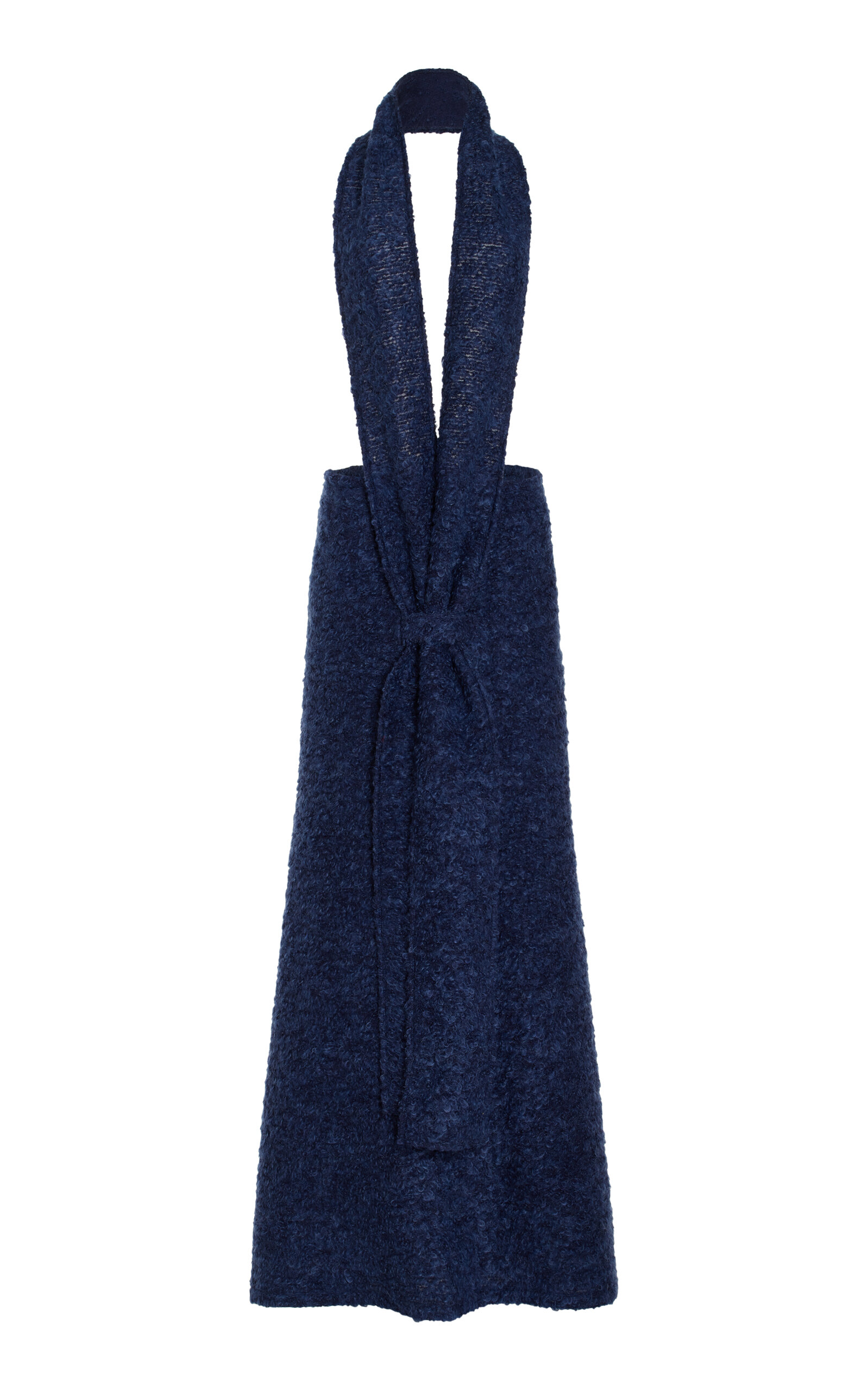 Scarf-Detailed Wool-Blend Knit Gown