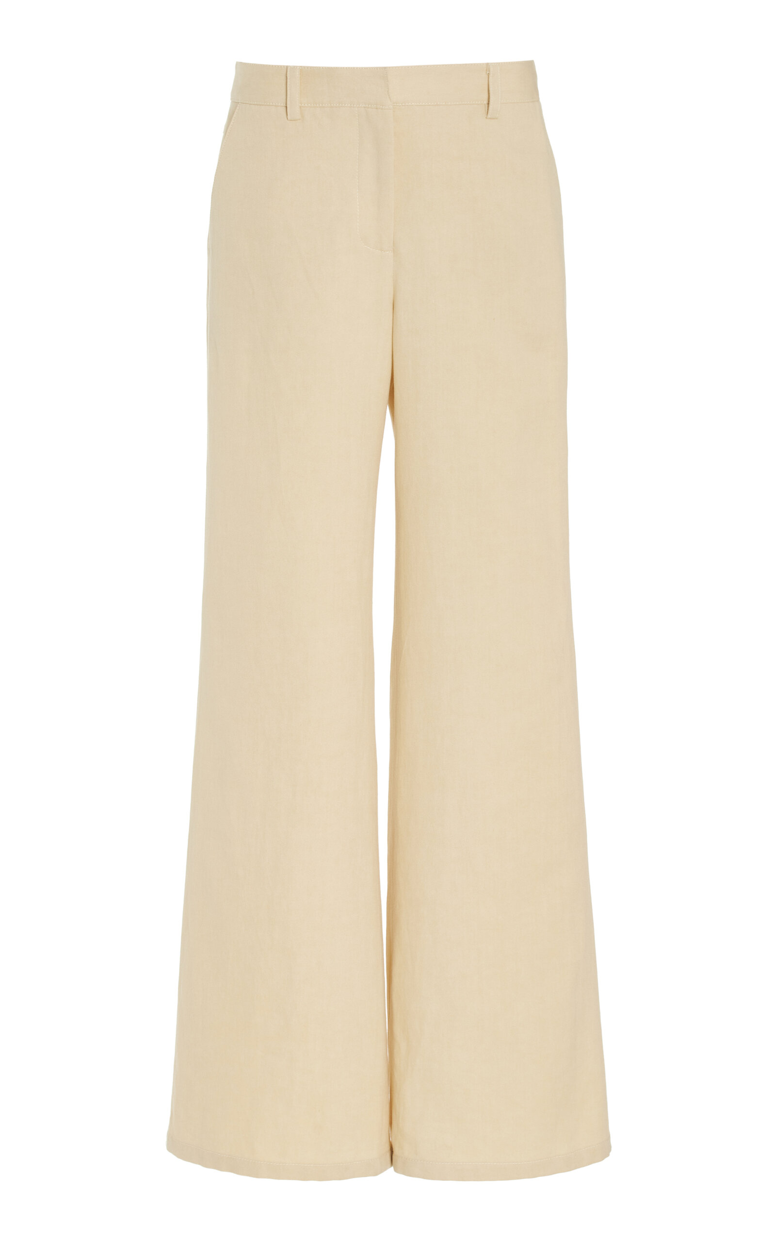 Shop Twp Howard Linen-cotton Straight-leg Pants In Yellow