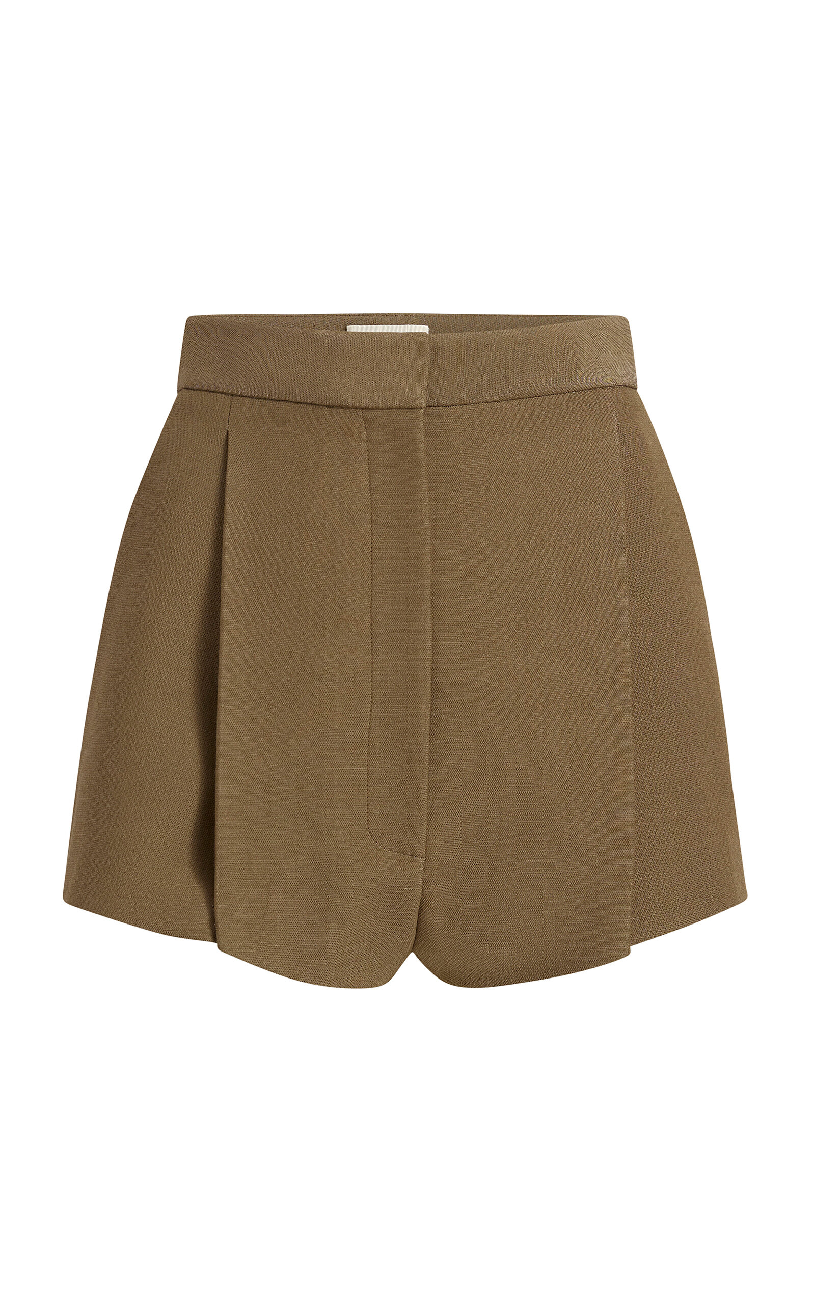 Shop Khaite Calman Pleated Woven Shorts In Brown