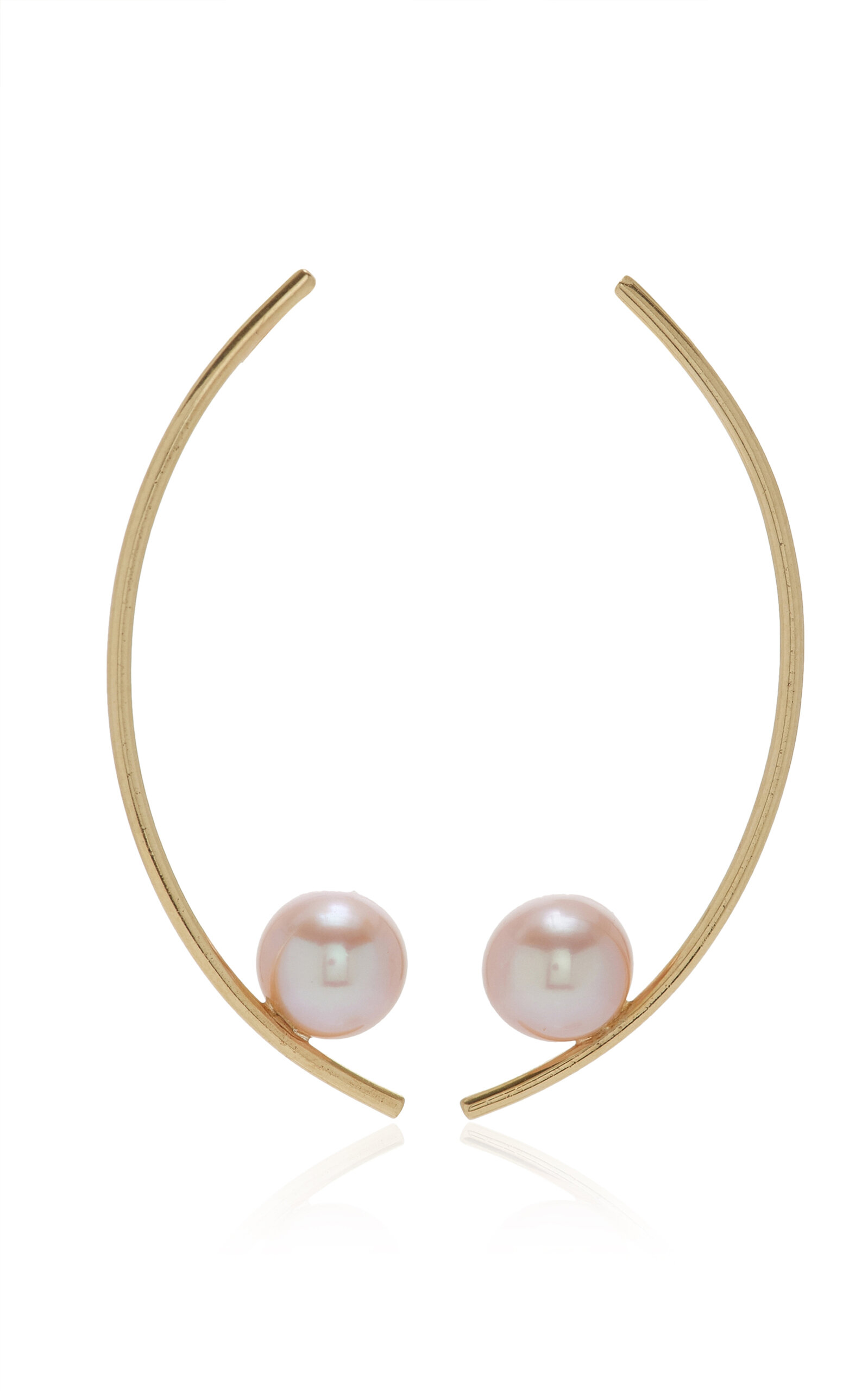 Shop White/space Treviso 14k Yellow Gold Pearl Earrings In Pink
