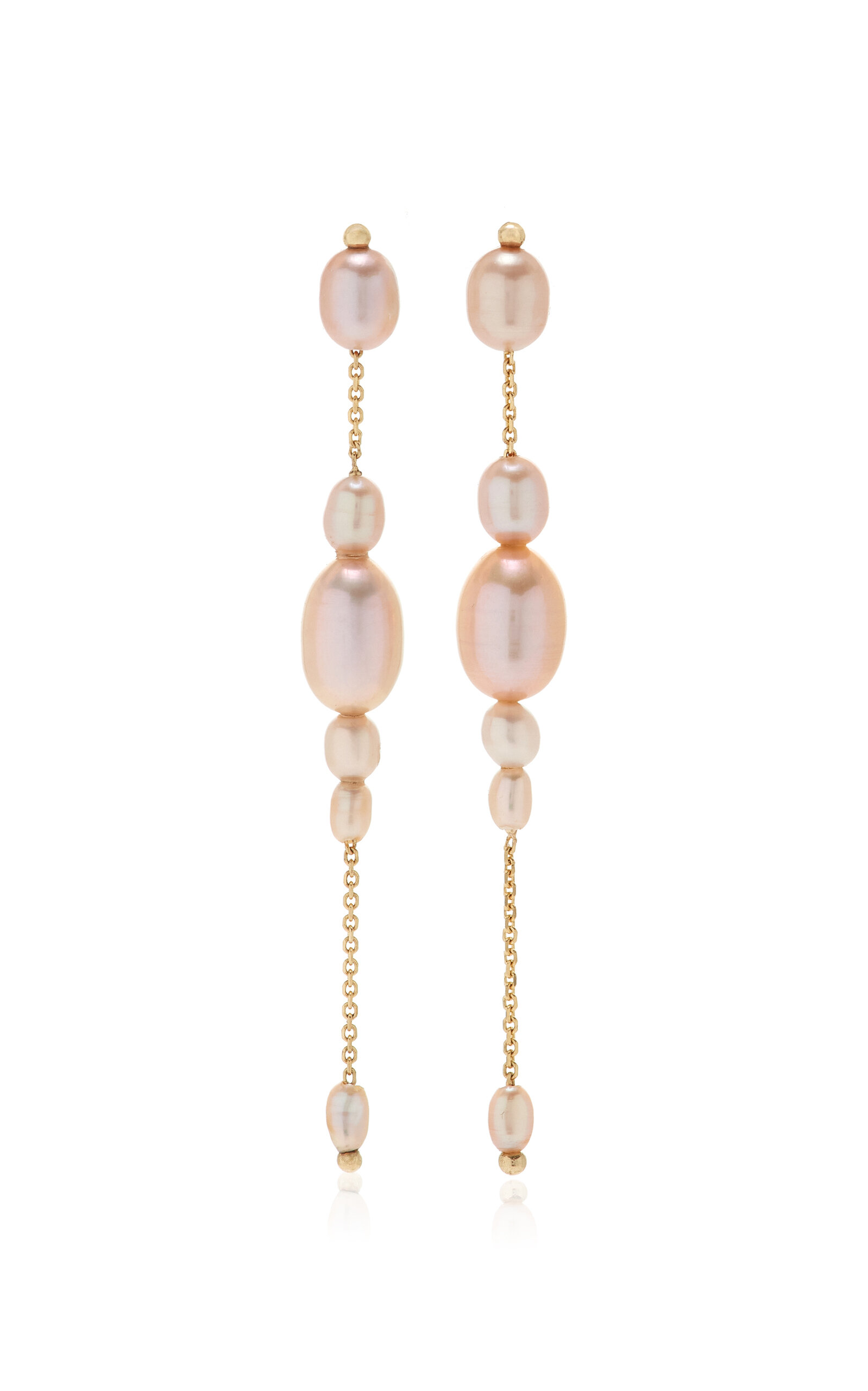 Shop White/space Palazzo 14k Yellow Gold Pearl Earrings In Pink