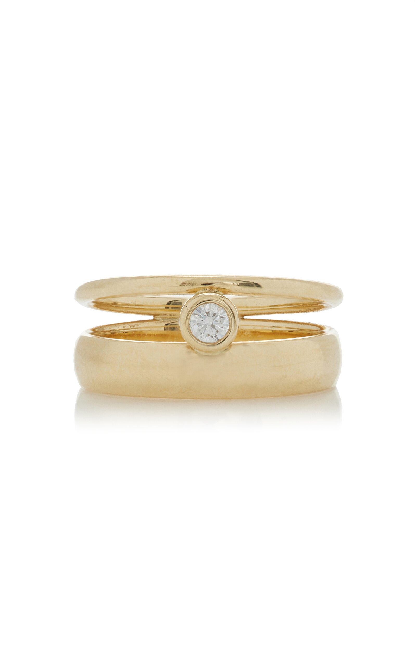 White/space 14k Yellow Gold Diamond Ring