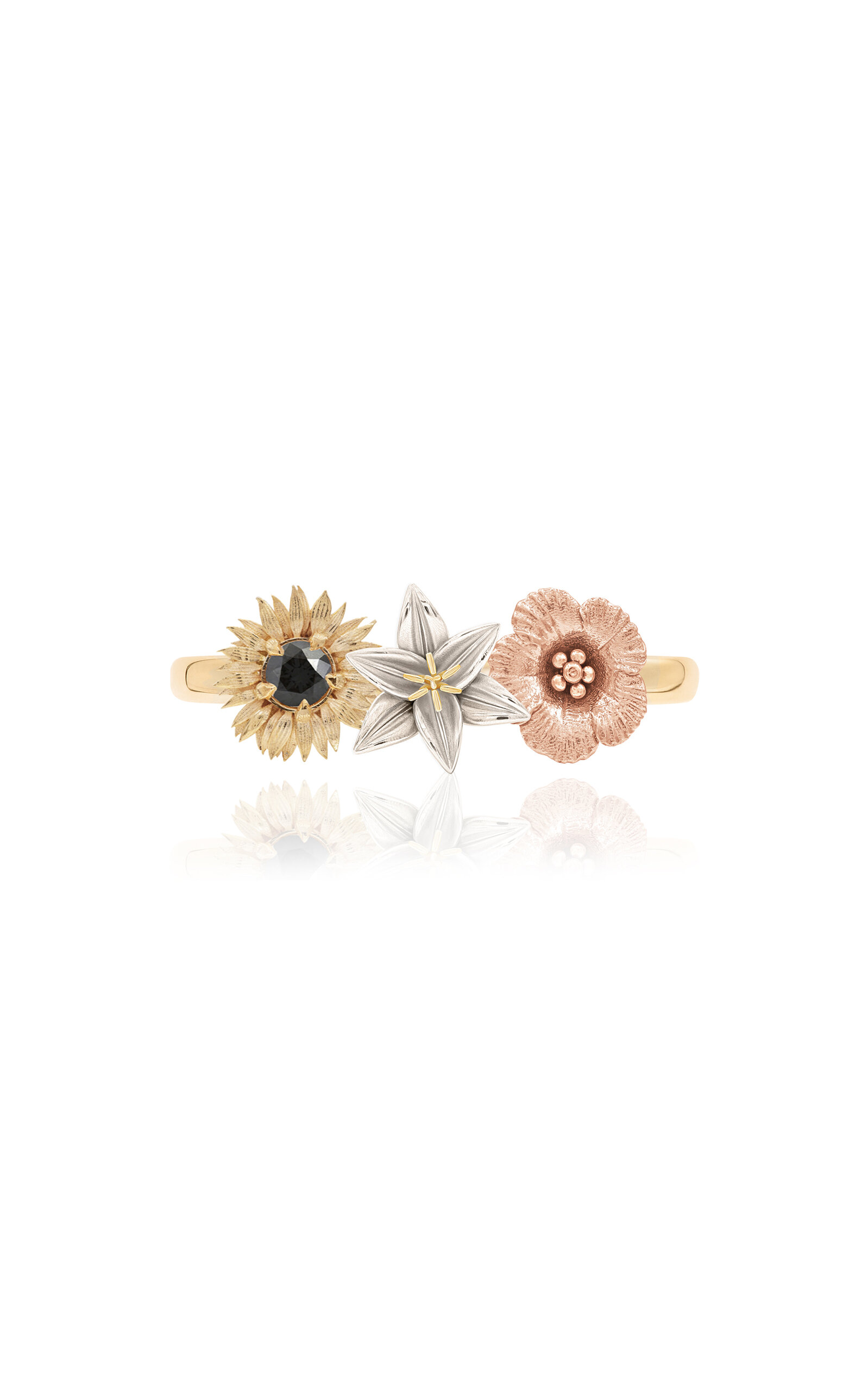 Shop Bernard James Posy Flora 14k Gold Diamond Ring In Multi