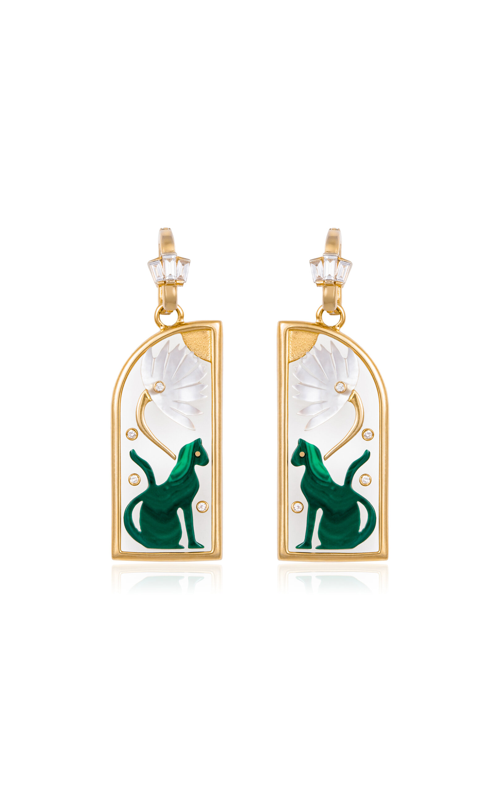 L'atelier Nawbar Al Hawa 18k Yellow Gold Multi-stone Earrings In Green