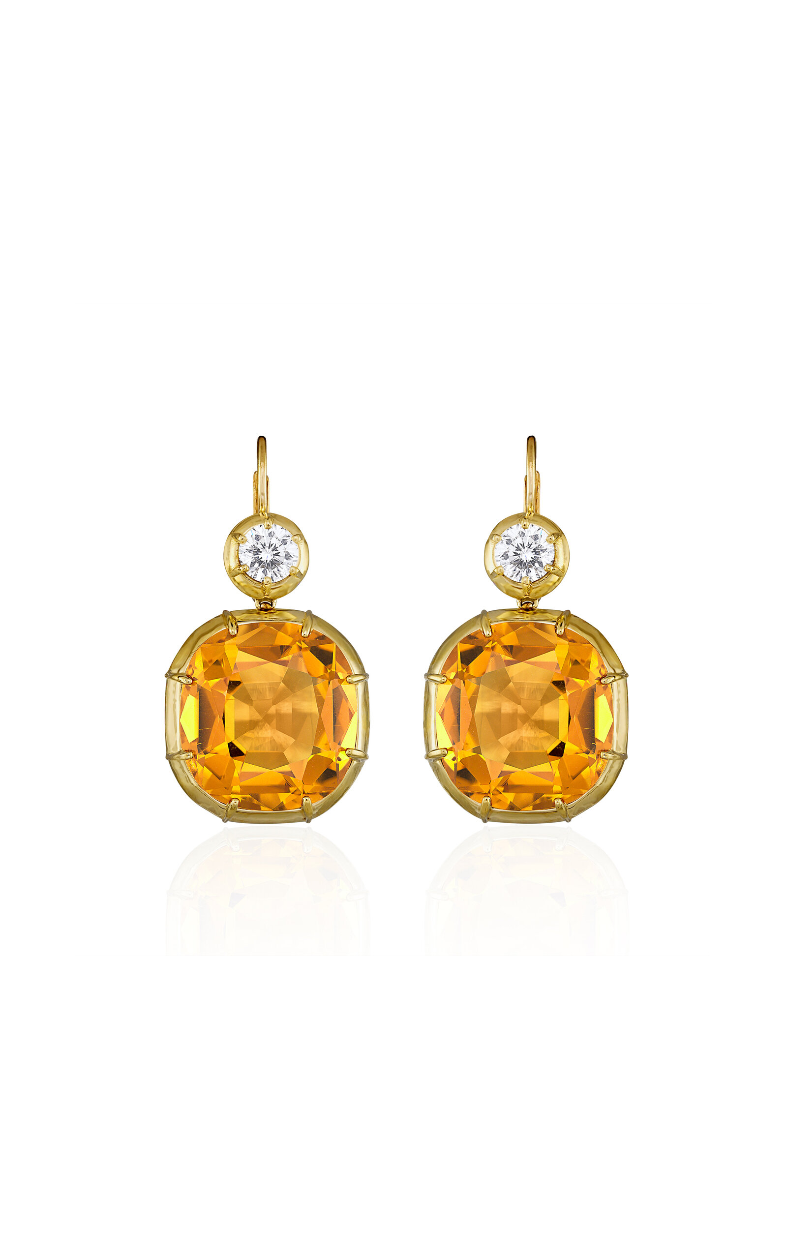 Imperial 18K Yellow Gold; Citrine; And Diamond Drop Earrings
