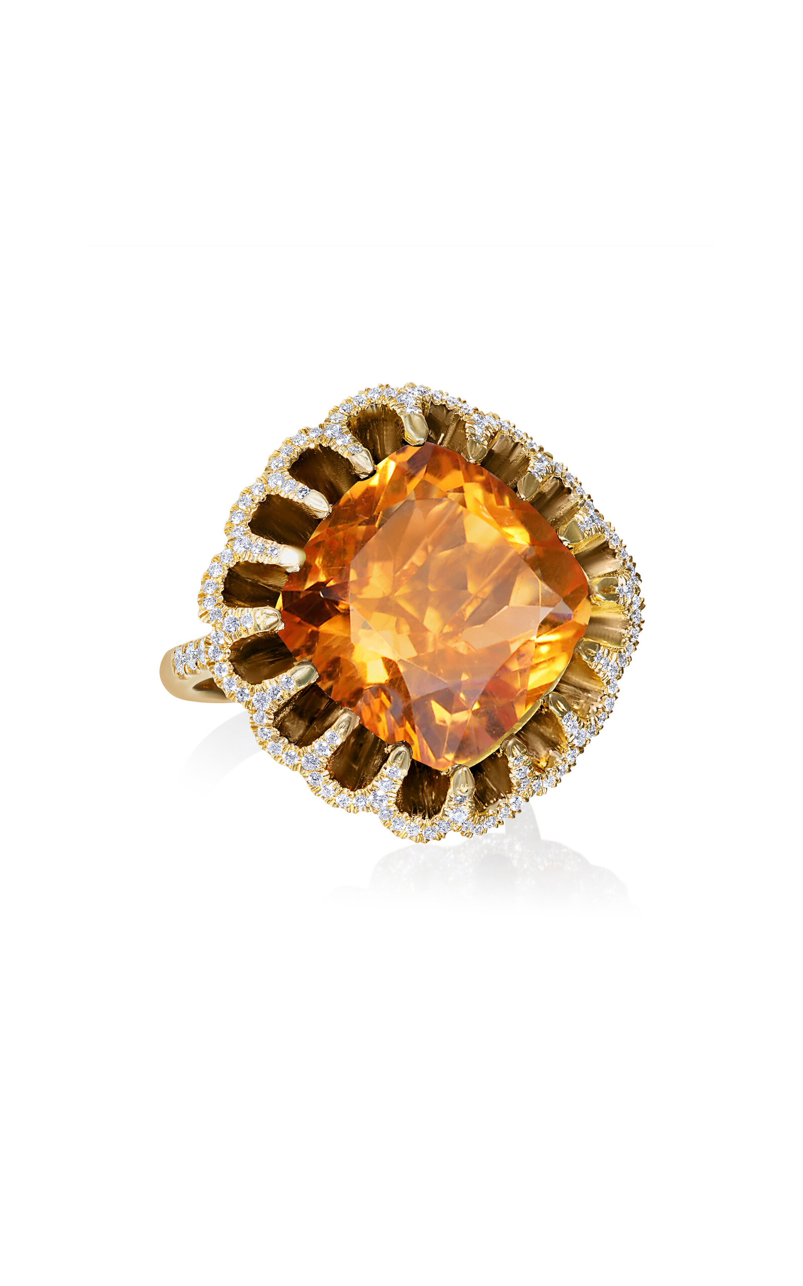 Floating 18K Yellow Gold; Citrine and Diamond Ring