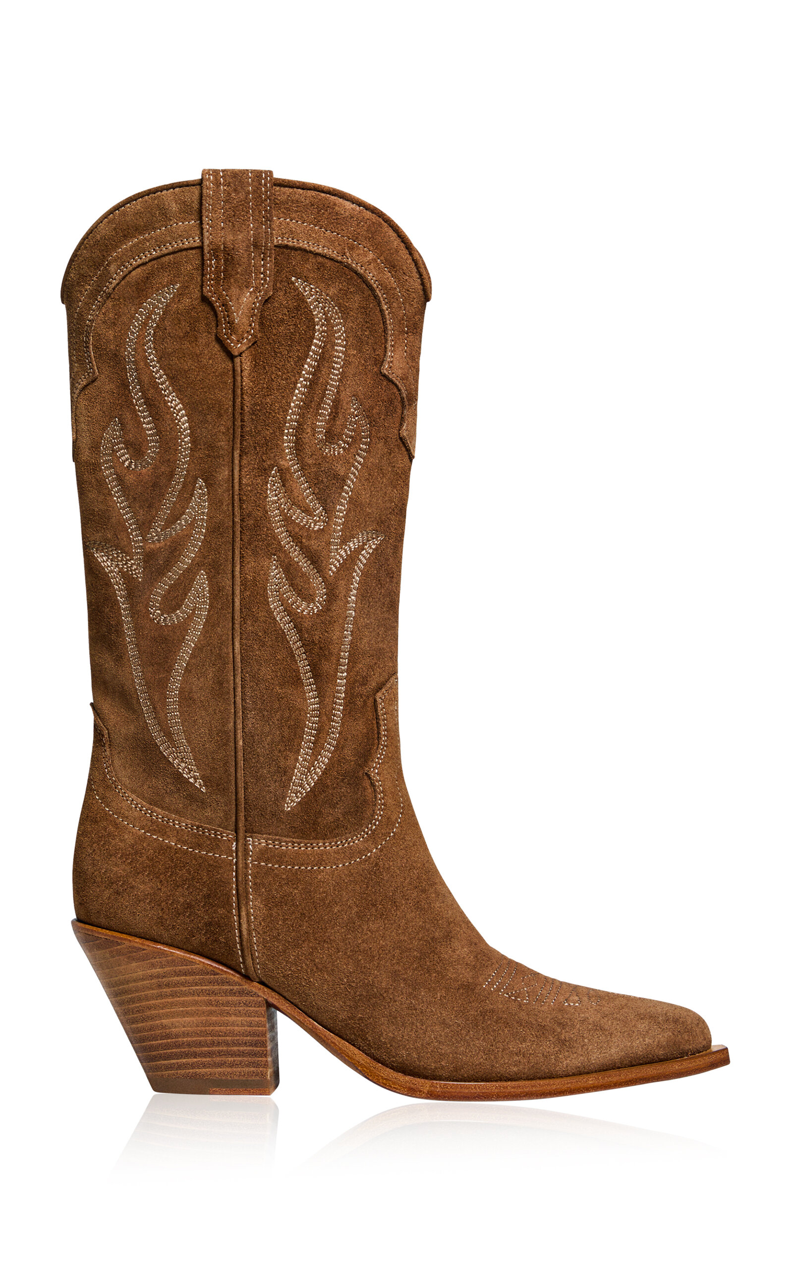 Shop Sonora Santa Fe Embroidered Suede Western Boots In Brown