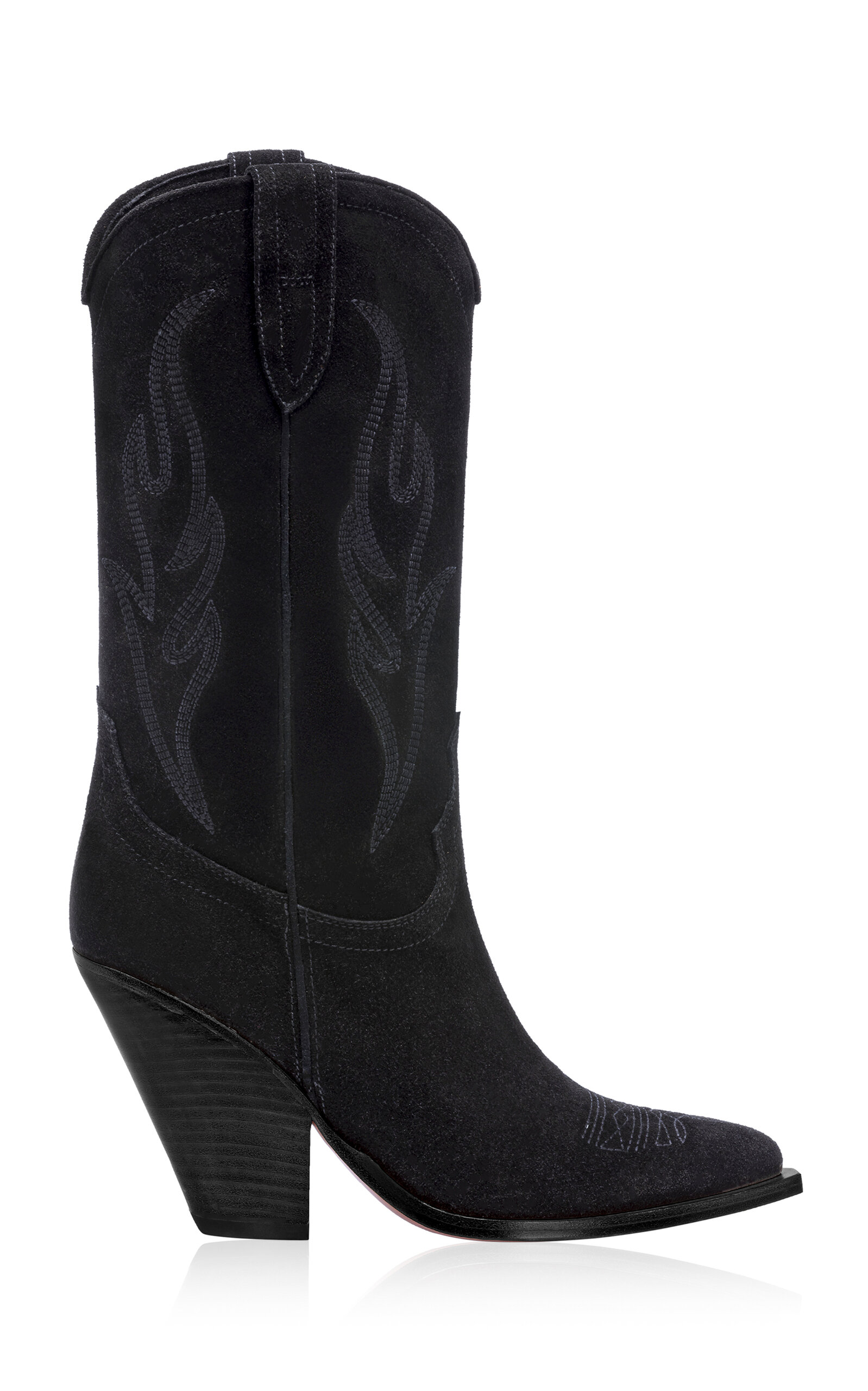Shop Sonora Santa Fe Embroidered Suede Western Boots In Black