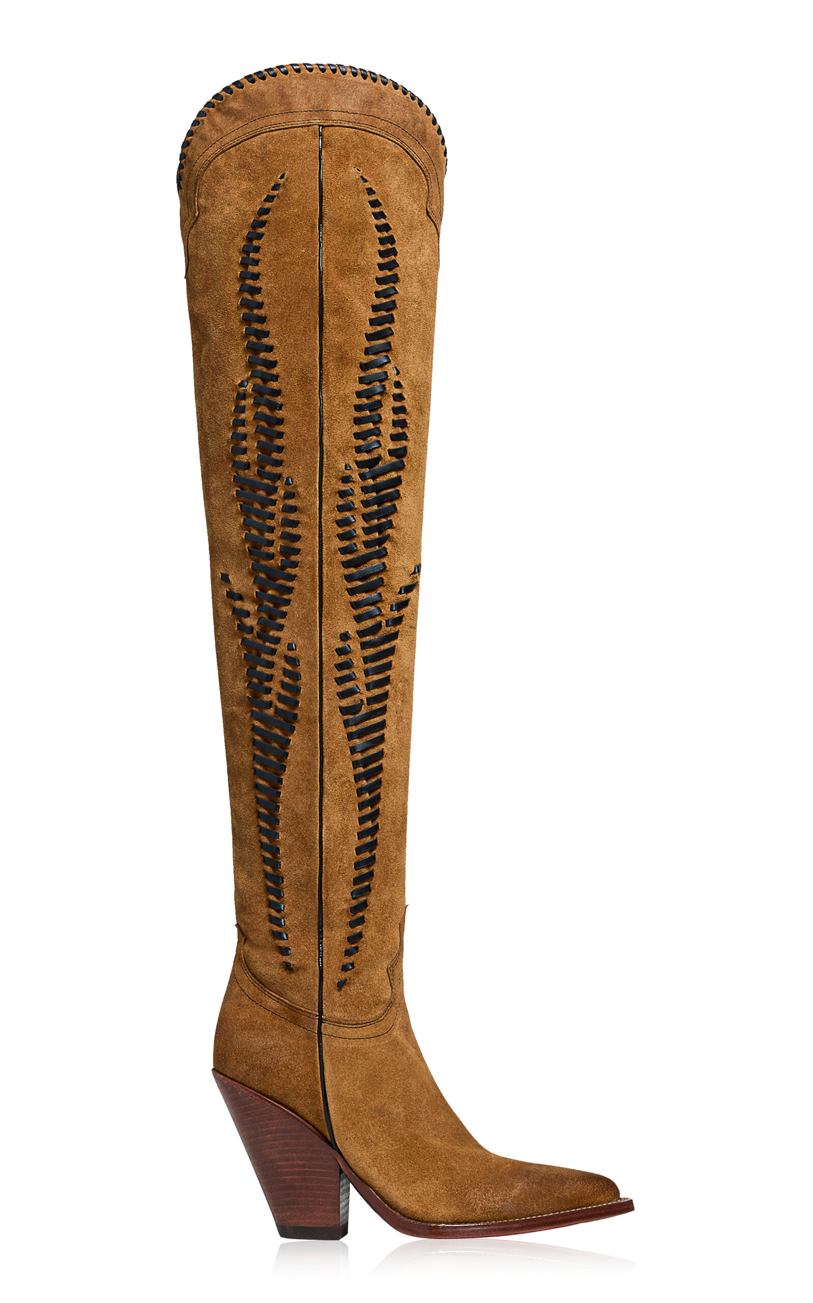 Hermosa Twist Embroidered Suede Over-The-Knee Western Boots