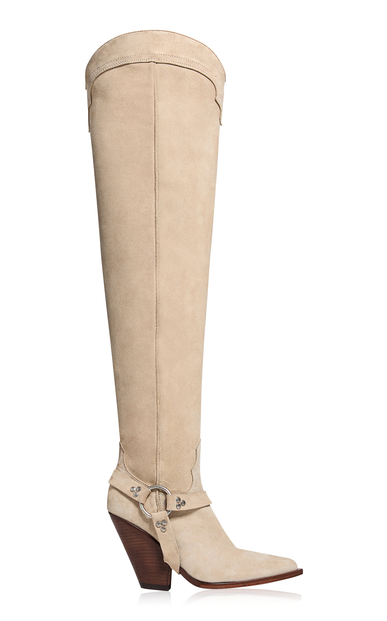 Shop Sonora Reynosa Suede Over-the-knee Western Boots In Neutral