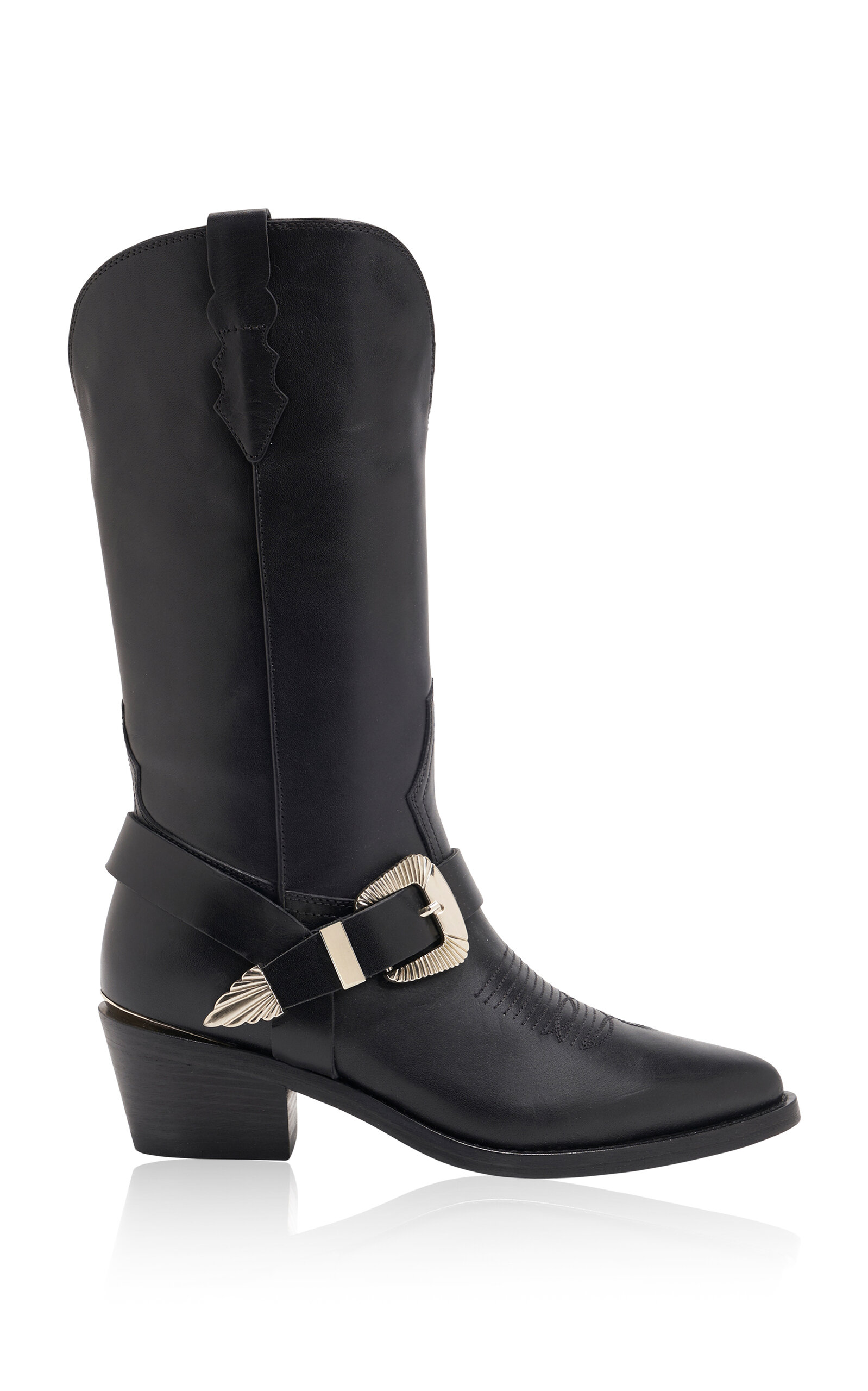 Brigitte Buckle-Detailed Leather Western Boots