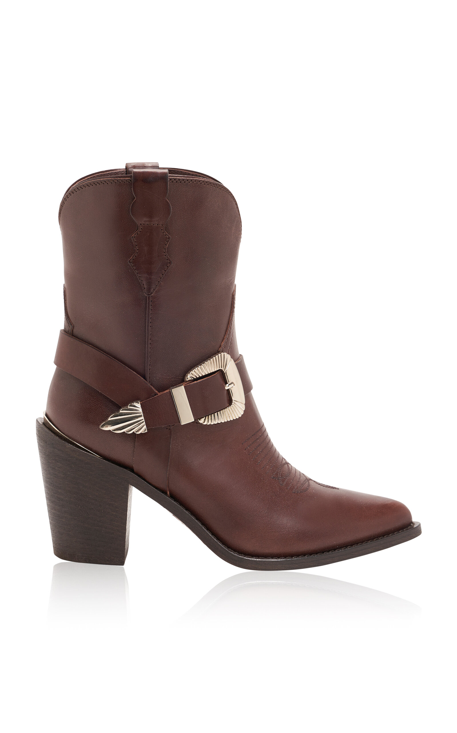 Brigitte Buckle-Detailed Leather Western Boots