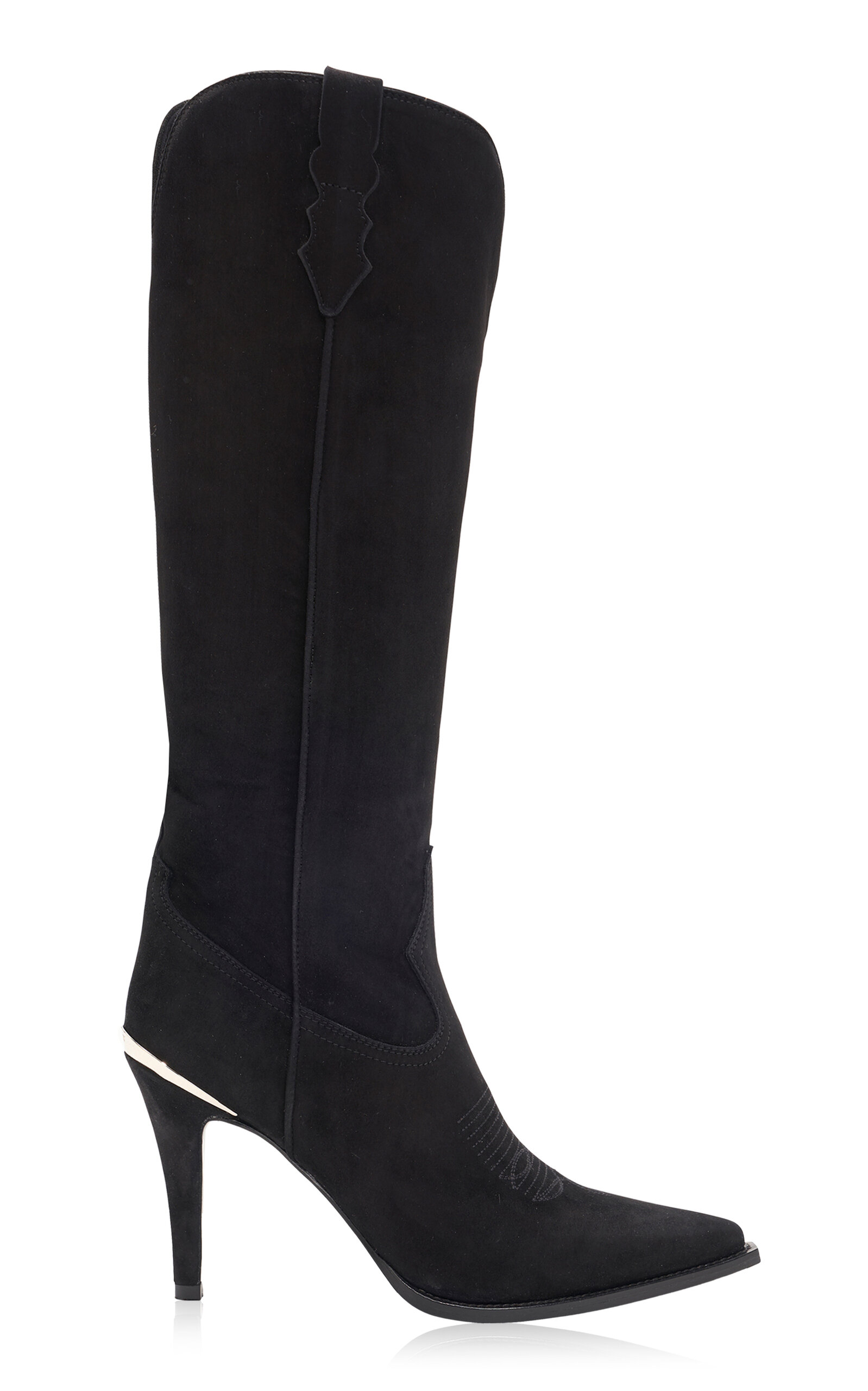 Shop Partlow Tania Western Suede Boots In Black