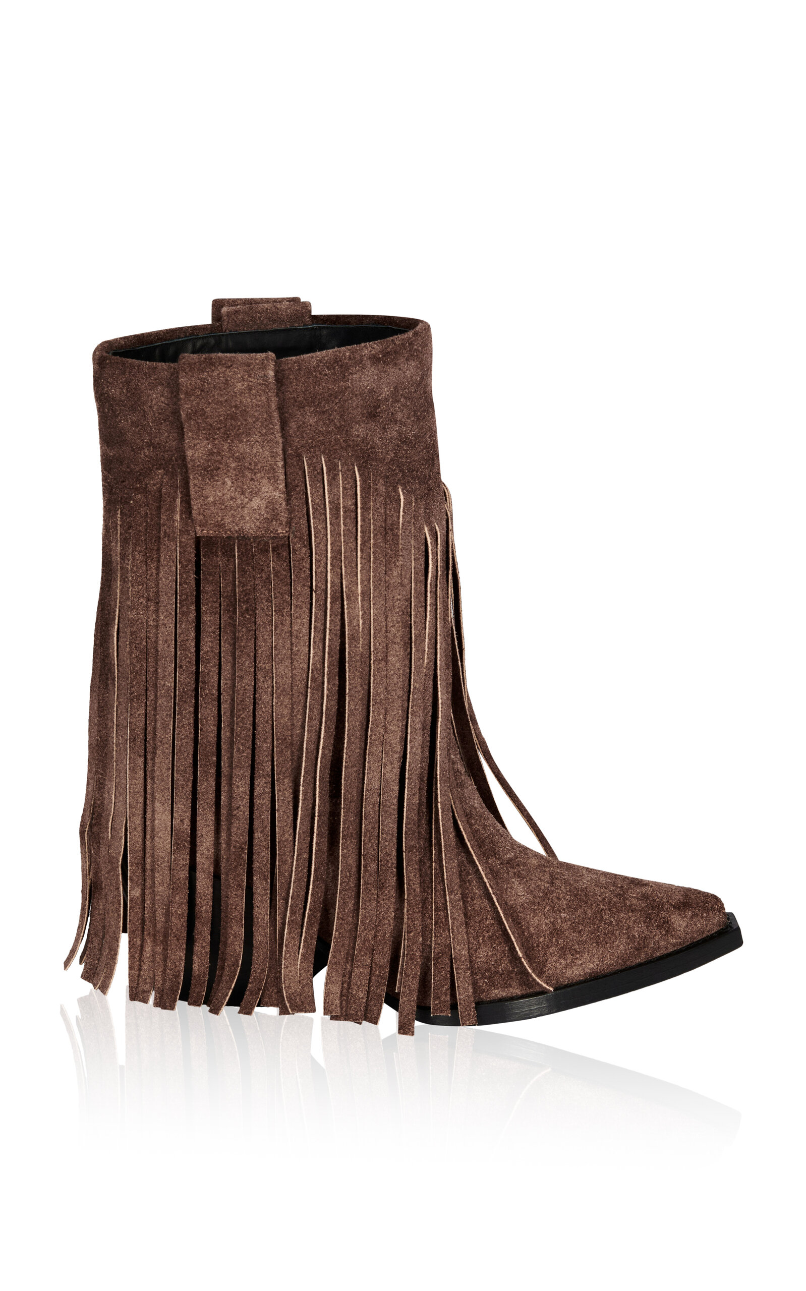Shop Filles À Papa Exclusive Janis Fringed Suede Low Western Boots In Brown