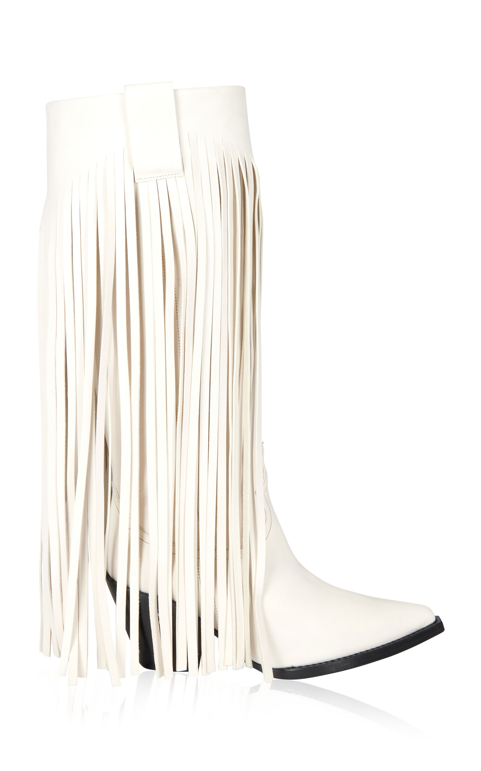 Shop Filles À Papa Exclusive Janis Fringed Leather High Western Boots In White