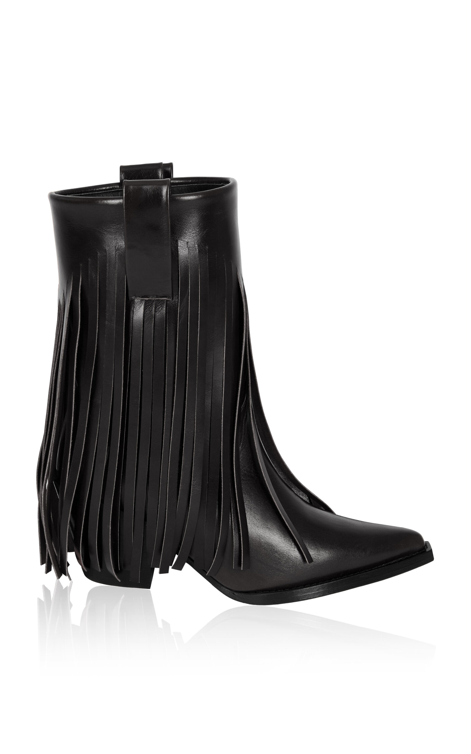 Shop Filles À Papa Janis Fringed Leather Low Western Boots In Black
