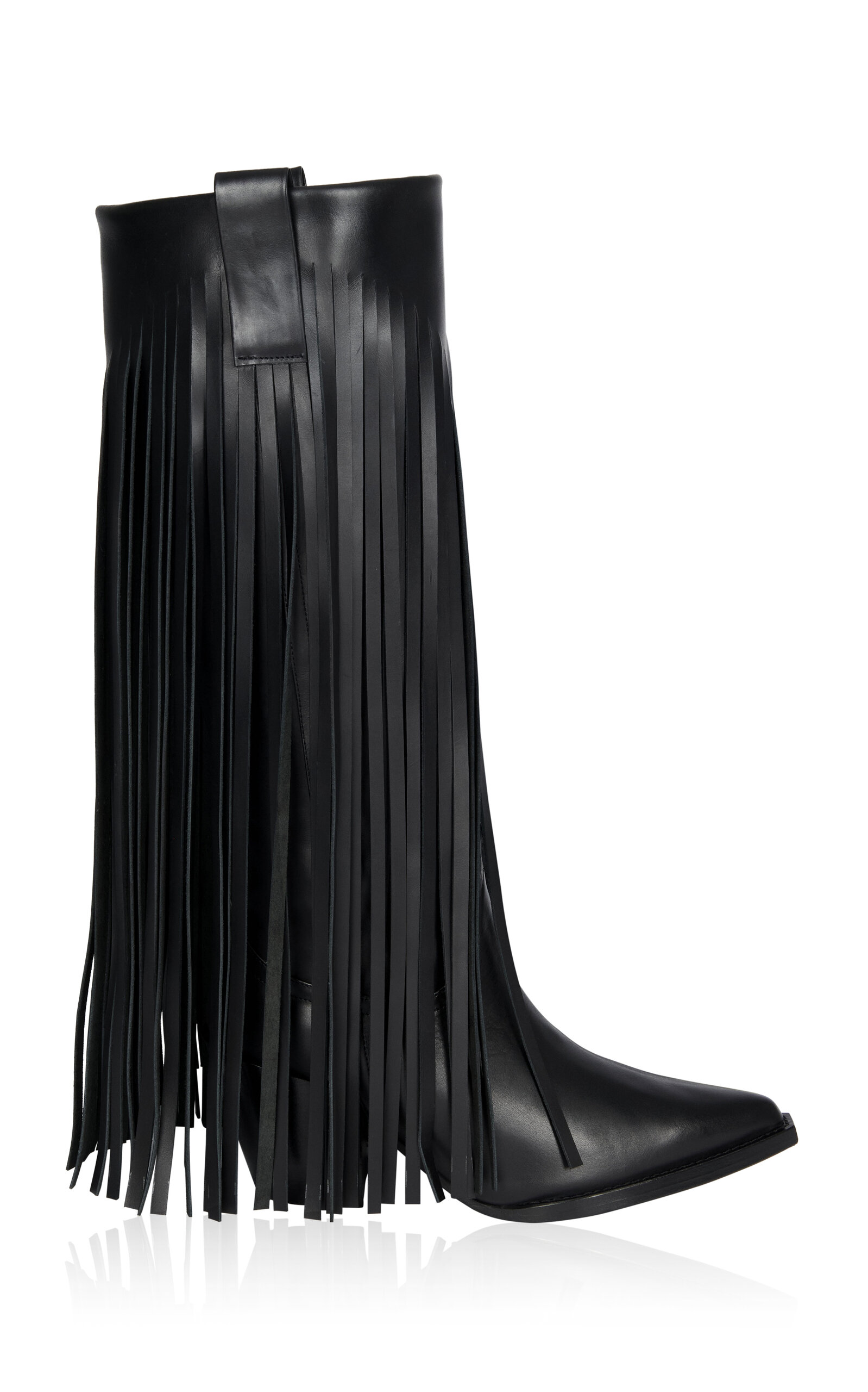 Shop Filles À Papa Janis Fringed Leather High Western Boots In Black