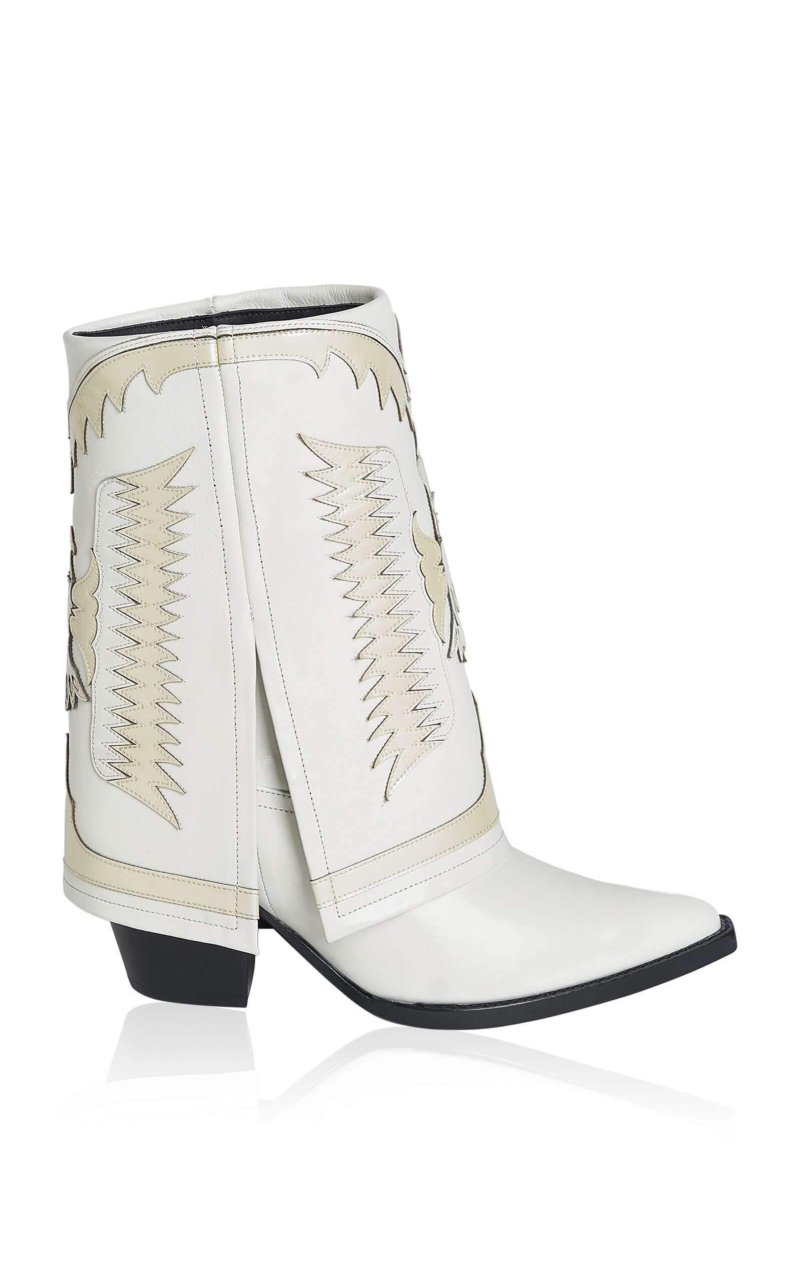 Shop Filles À Papa Texas Fold Over Leather Low Western Boots In White