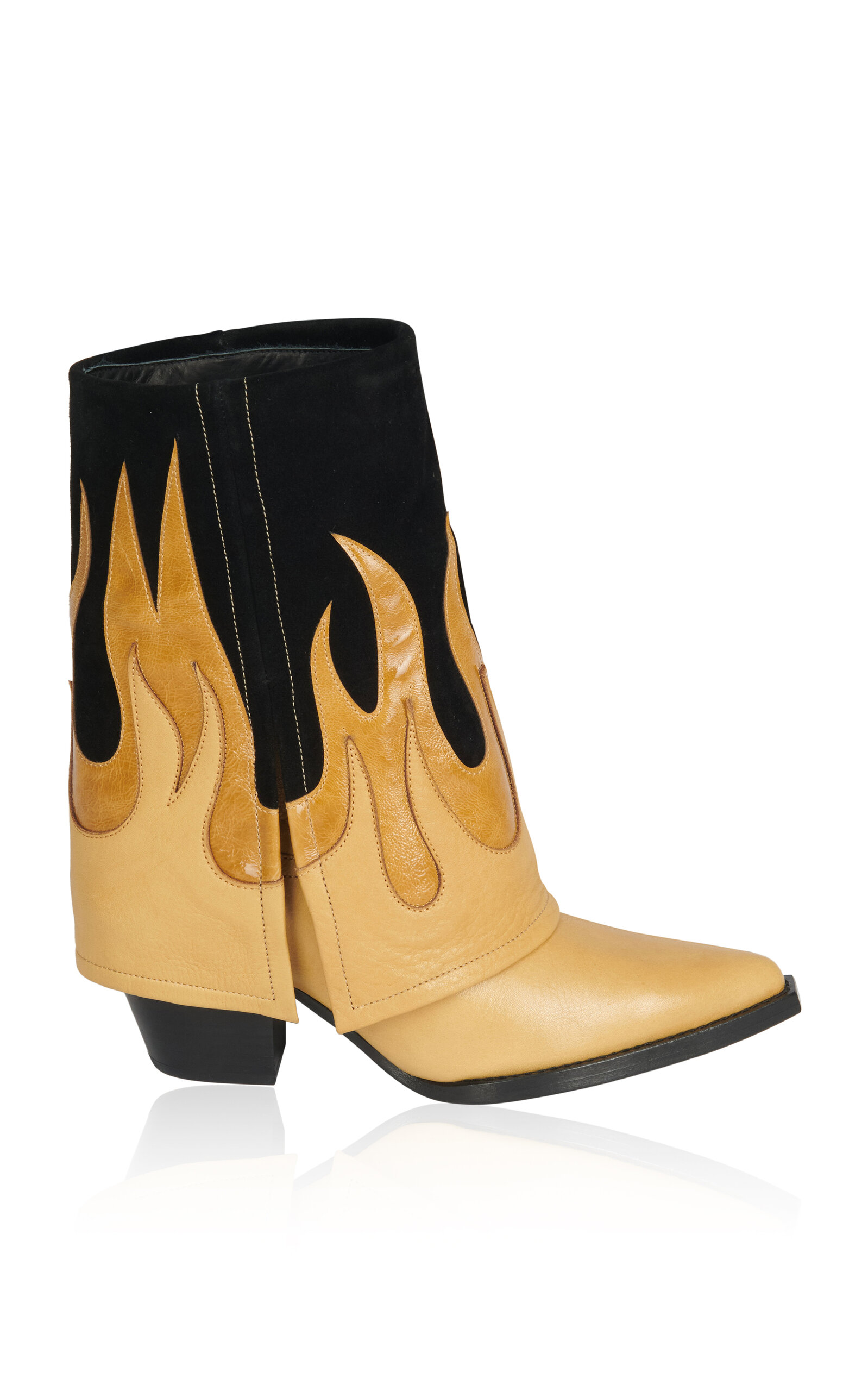 Shop Filles À Papa Fire Fold Over Leather Low Western Boots In Multi