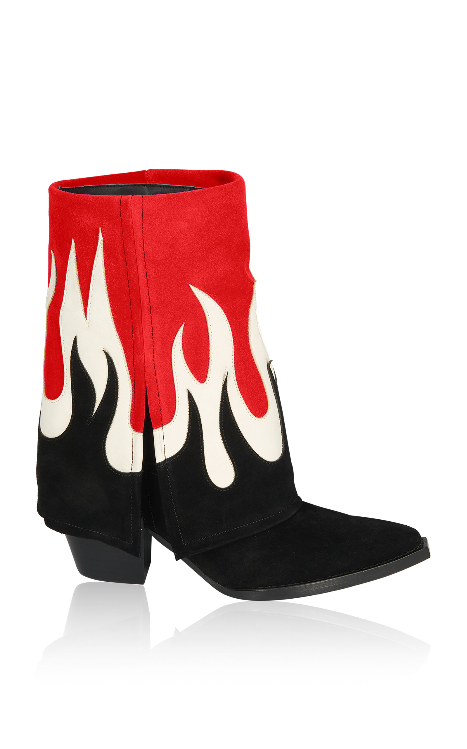 Shop Filles À Papa Fire Fold Over Leather Low Western Boots In Red