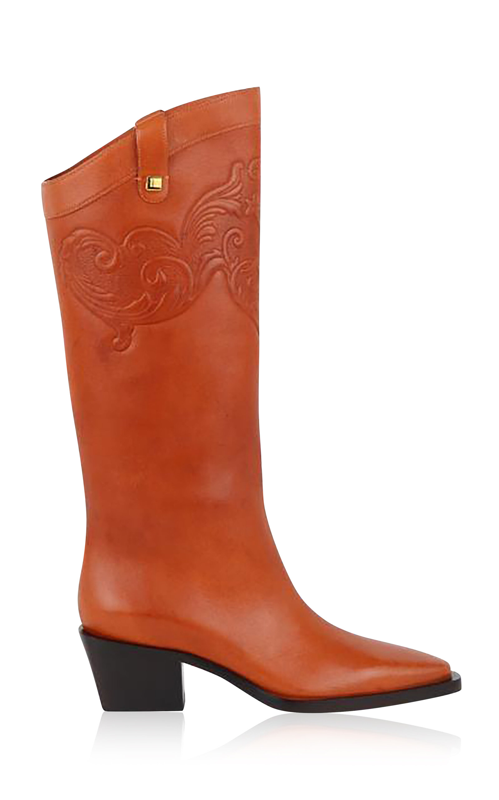 Shop Skorpios Sienna Cordoba Embossed Leather Western Boots In Orange