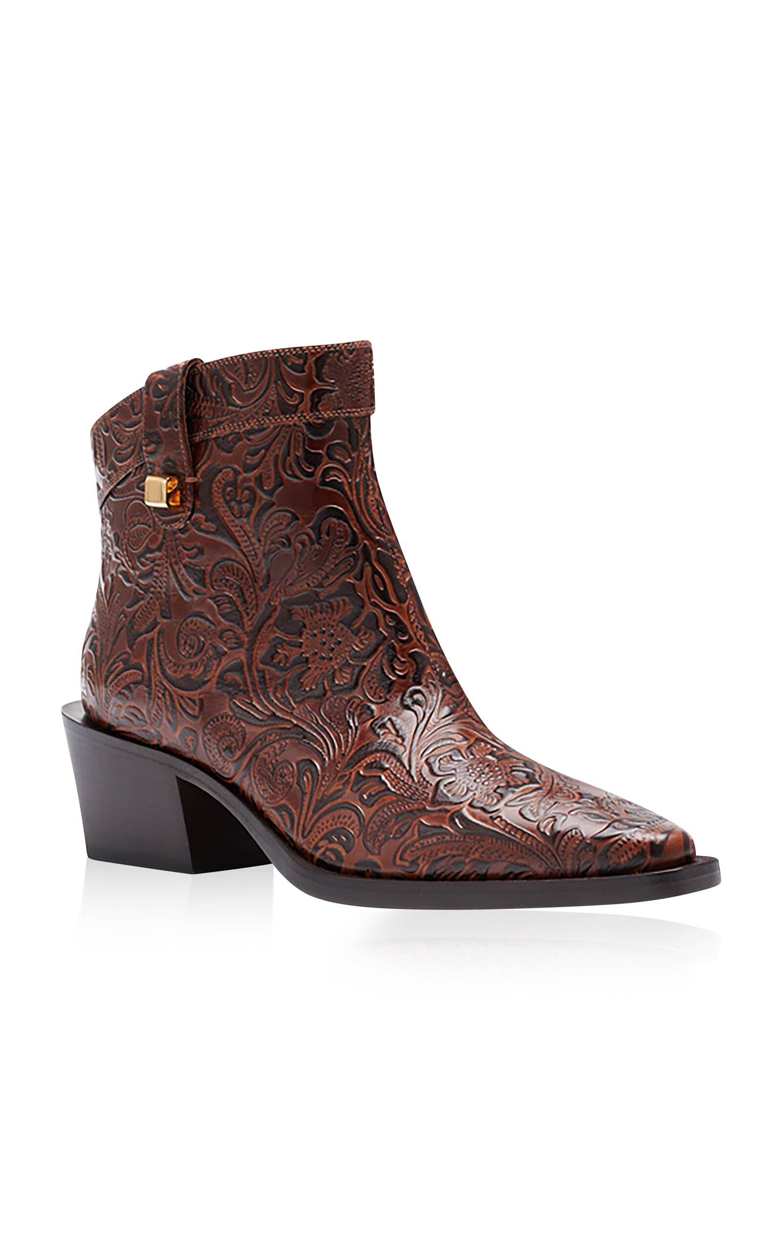 Alexandra Borgia Charro Embossed Leather Ankle Boots
