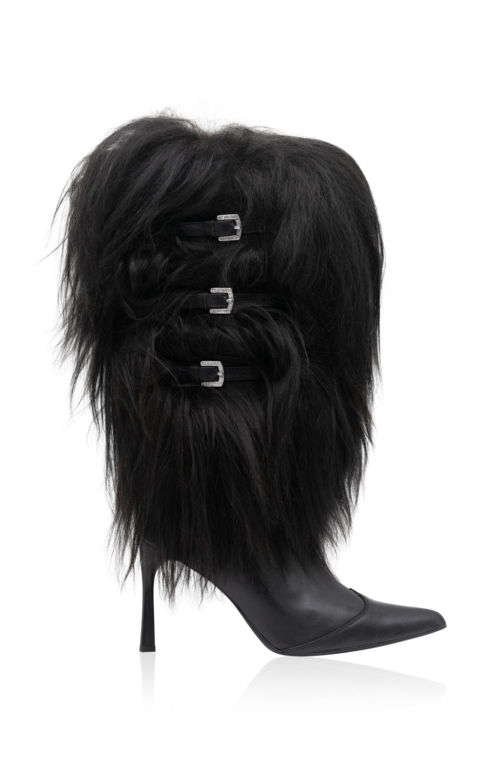Extreme Sheep Fur Buckle-Detailed Boots