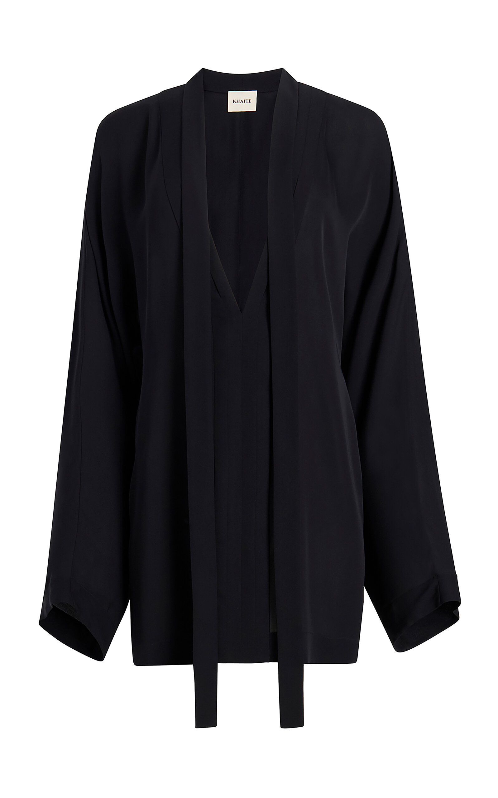 Khaite Mehna Lace-up Silk Georgette Mini Dress In Black