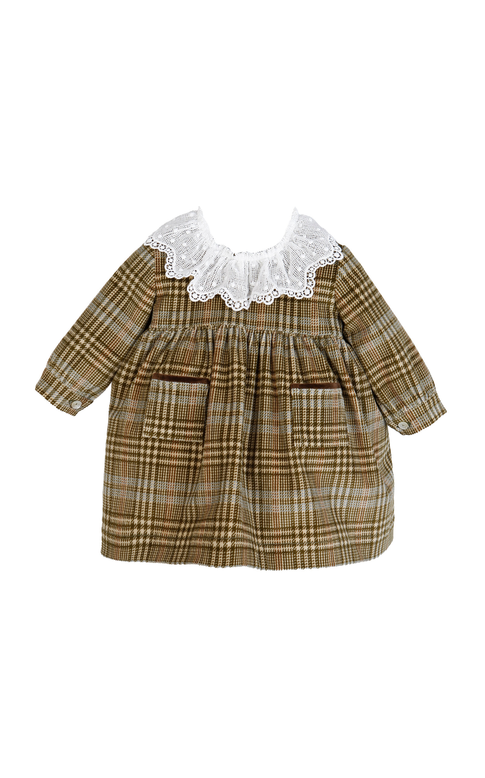 Jesurum Infants'Lace-Trimmed Plaid Cotton Dress