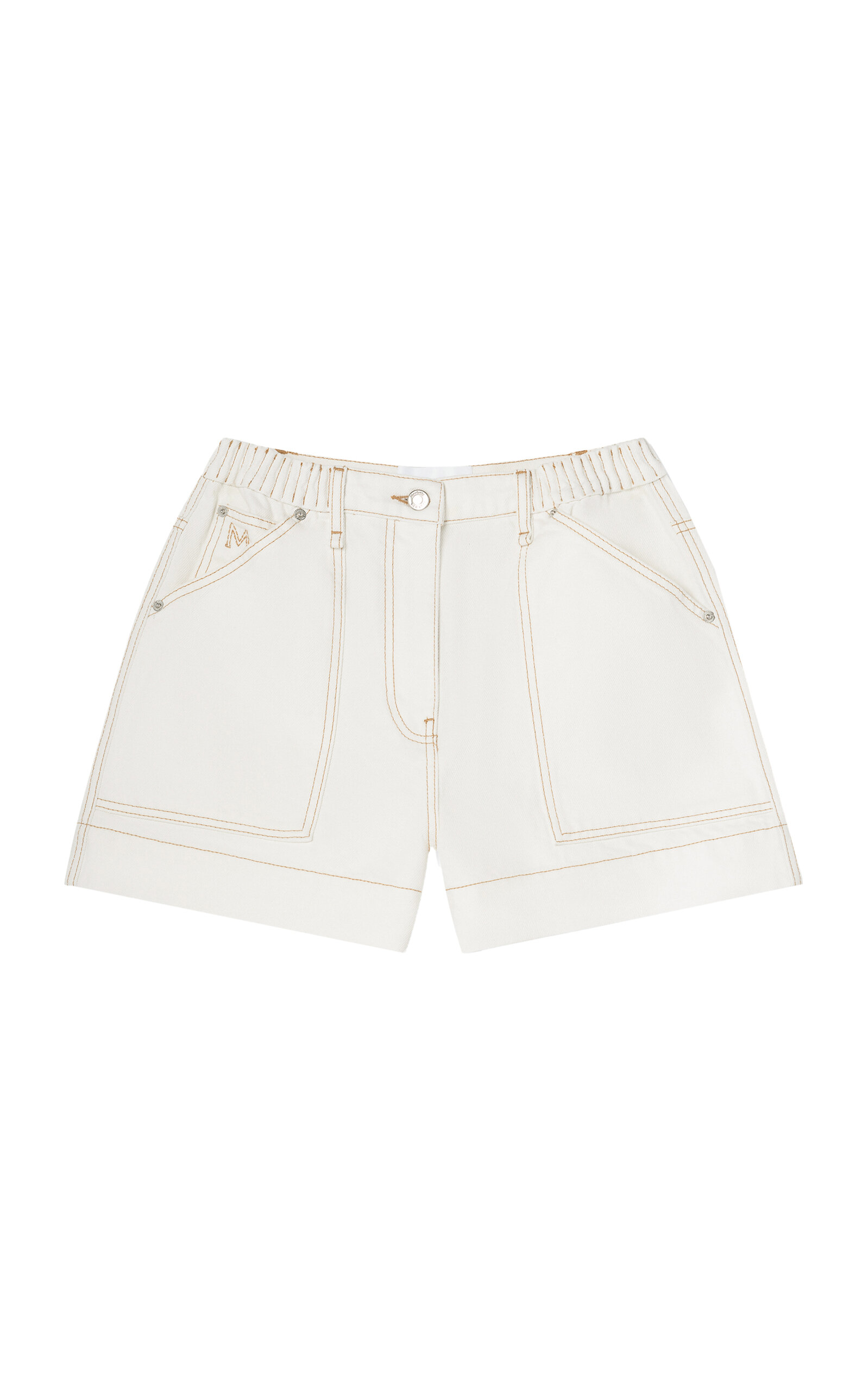 Shop Merlette Pollock Denim Wide-leg Shorts In Ivory
