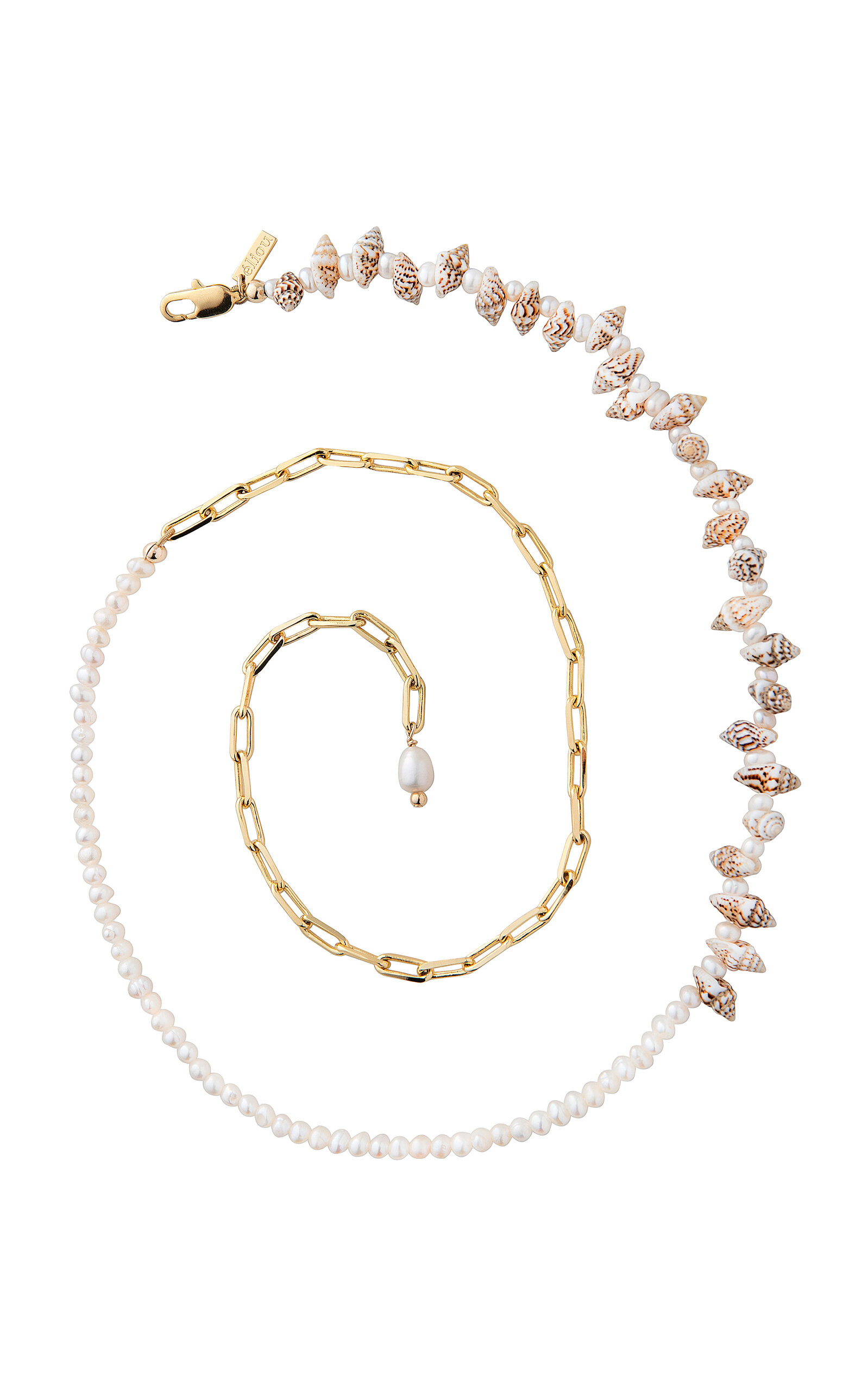 Shop Eliou Lola Handmade 14k Gold-plated Pearl; Shell Anklet In Brown