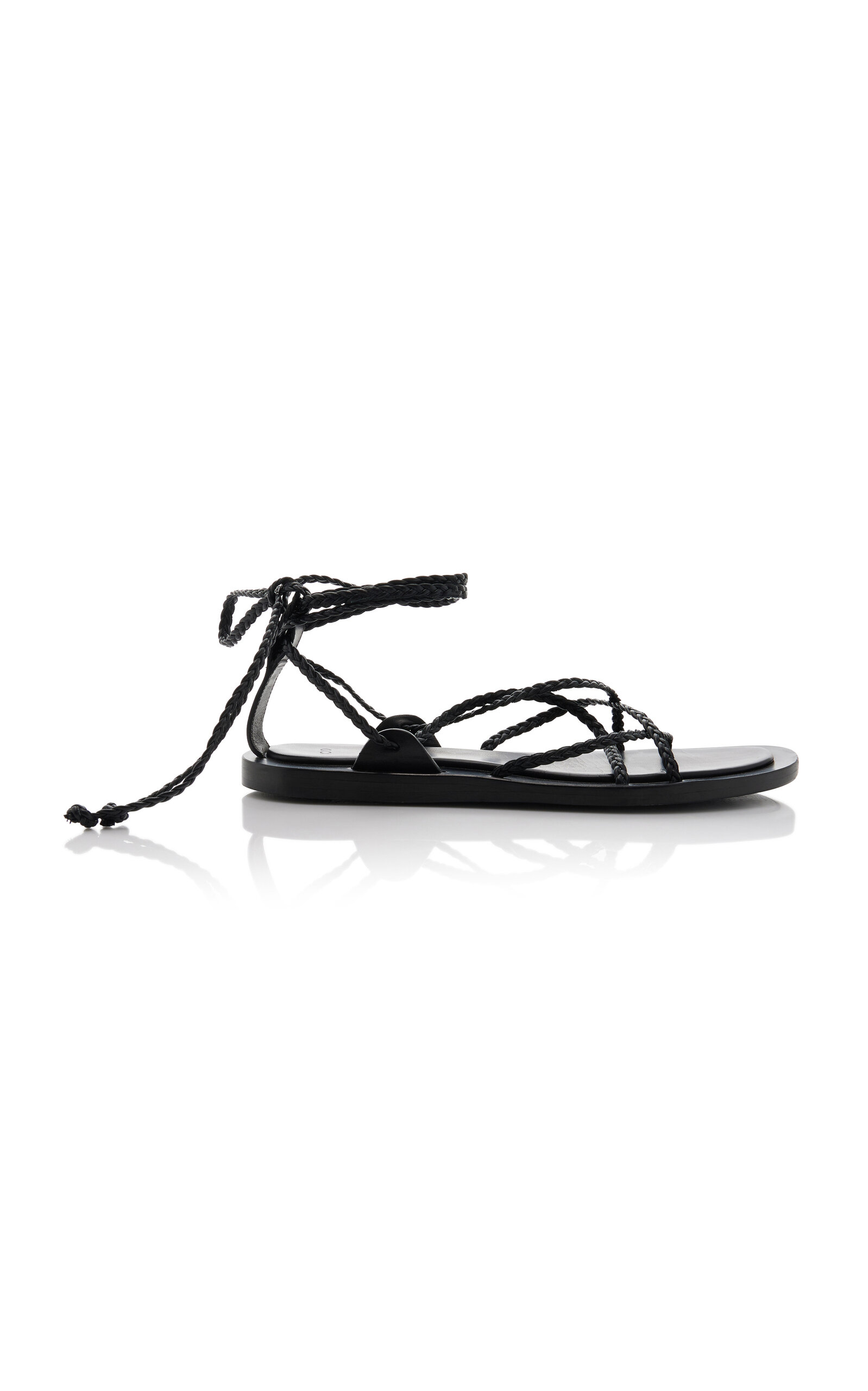 Shop Co Braided Leather Gladiator Sandals In Black