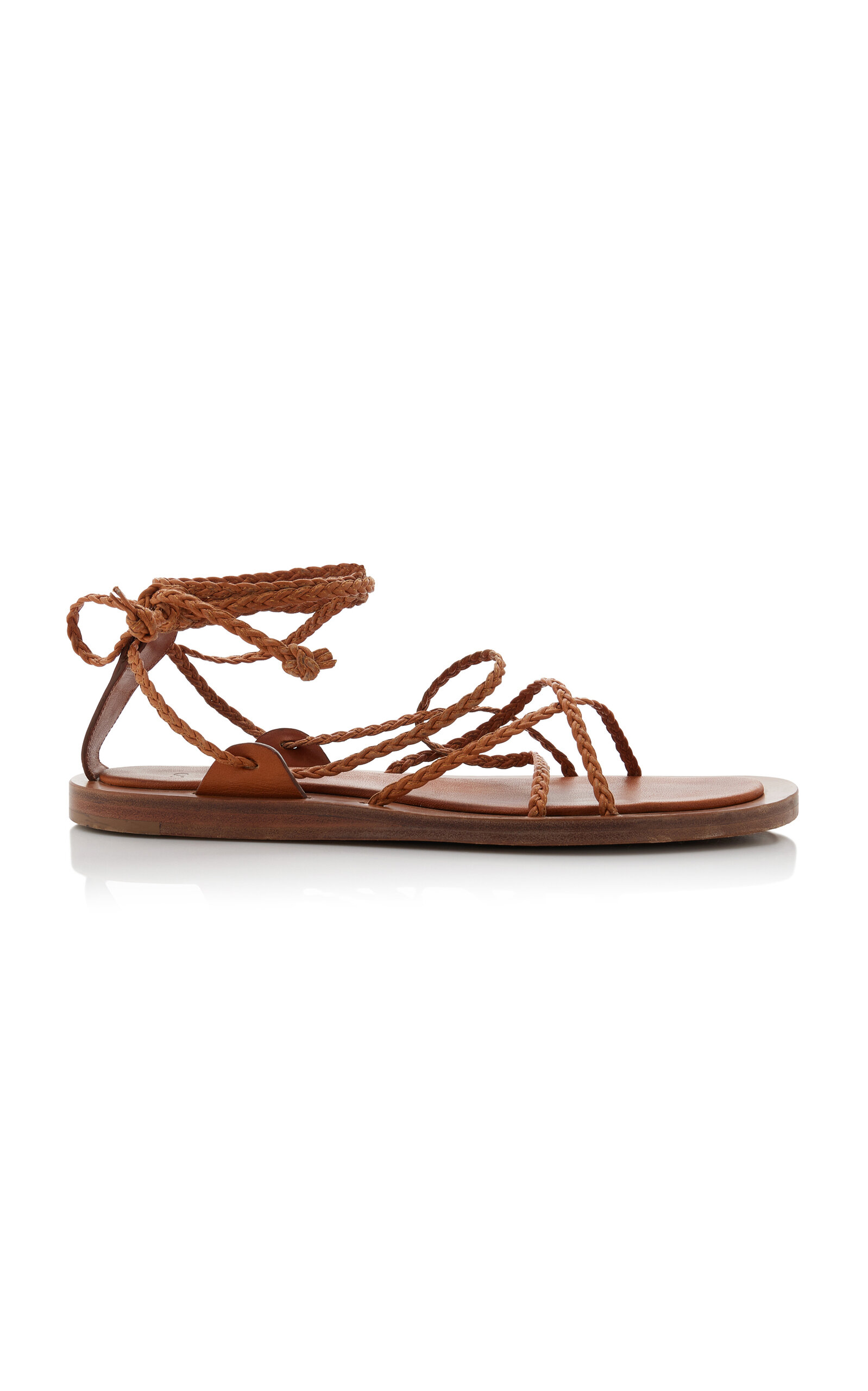 Shop Co Braided Leather Gladiator Sandals In Brown