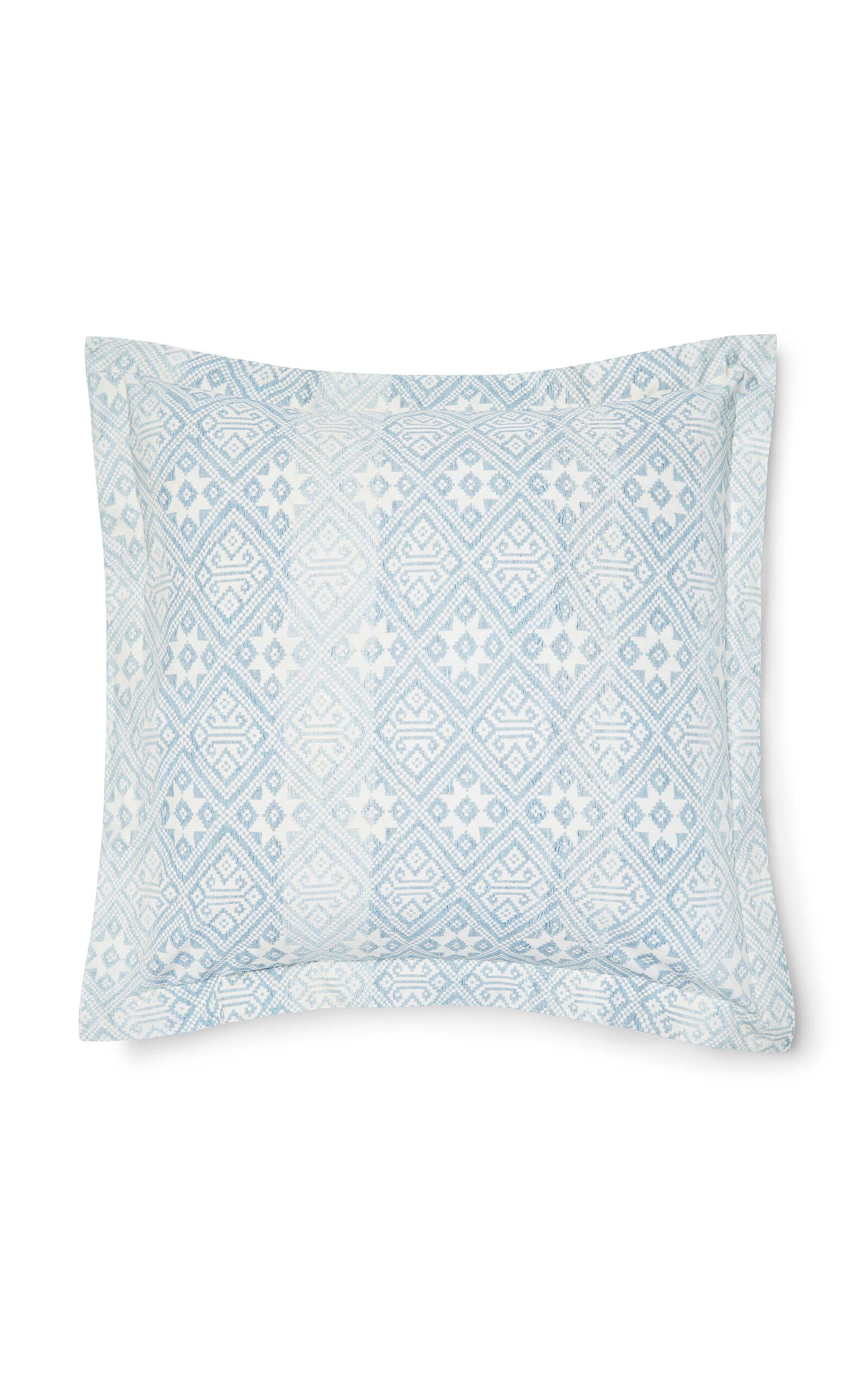 St. Frank Muong Light Star Cotton Percale Sham Set In Light Blue