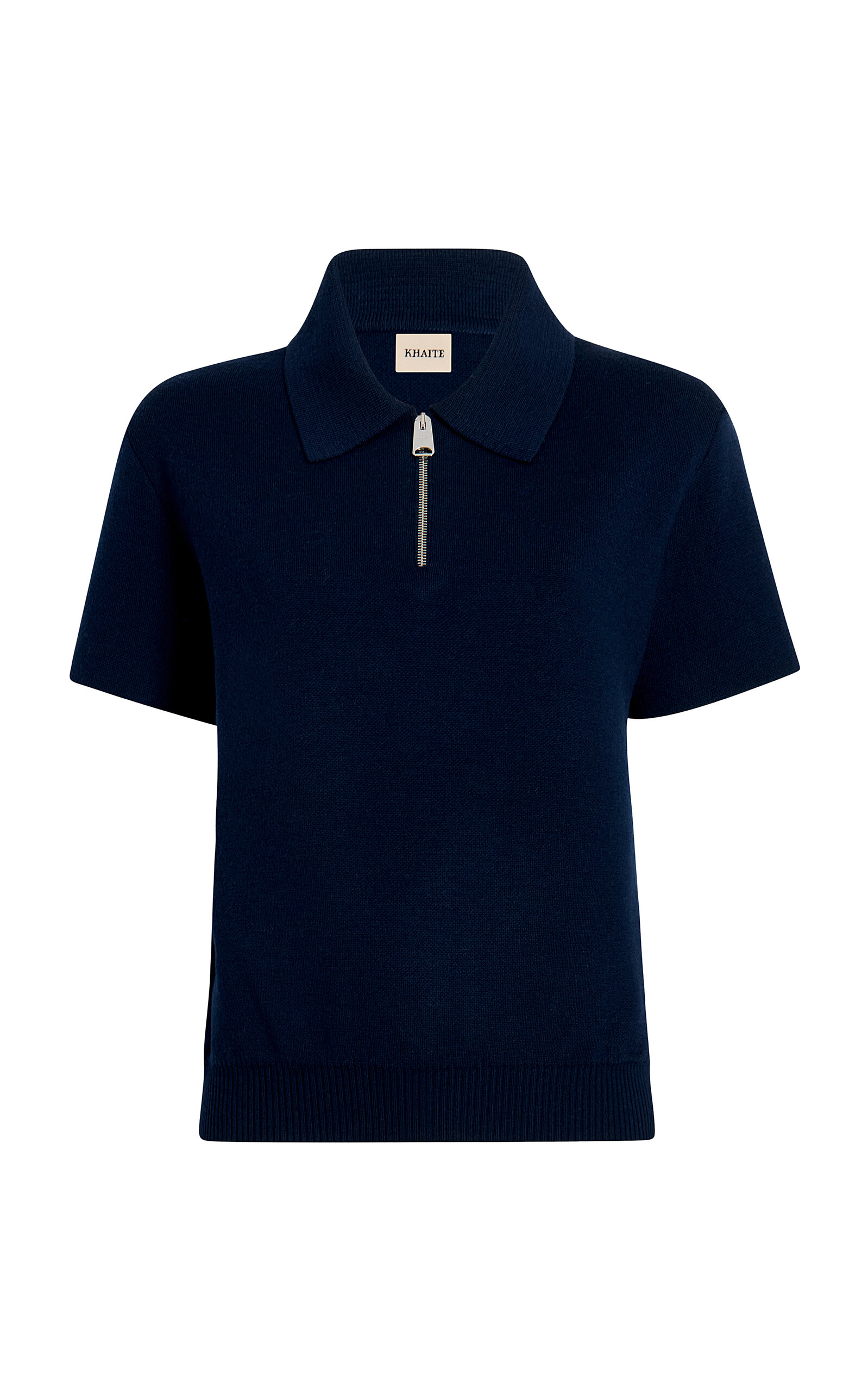 Gulliame Zip-Up Knit Wool-Blend Polo Top