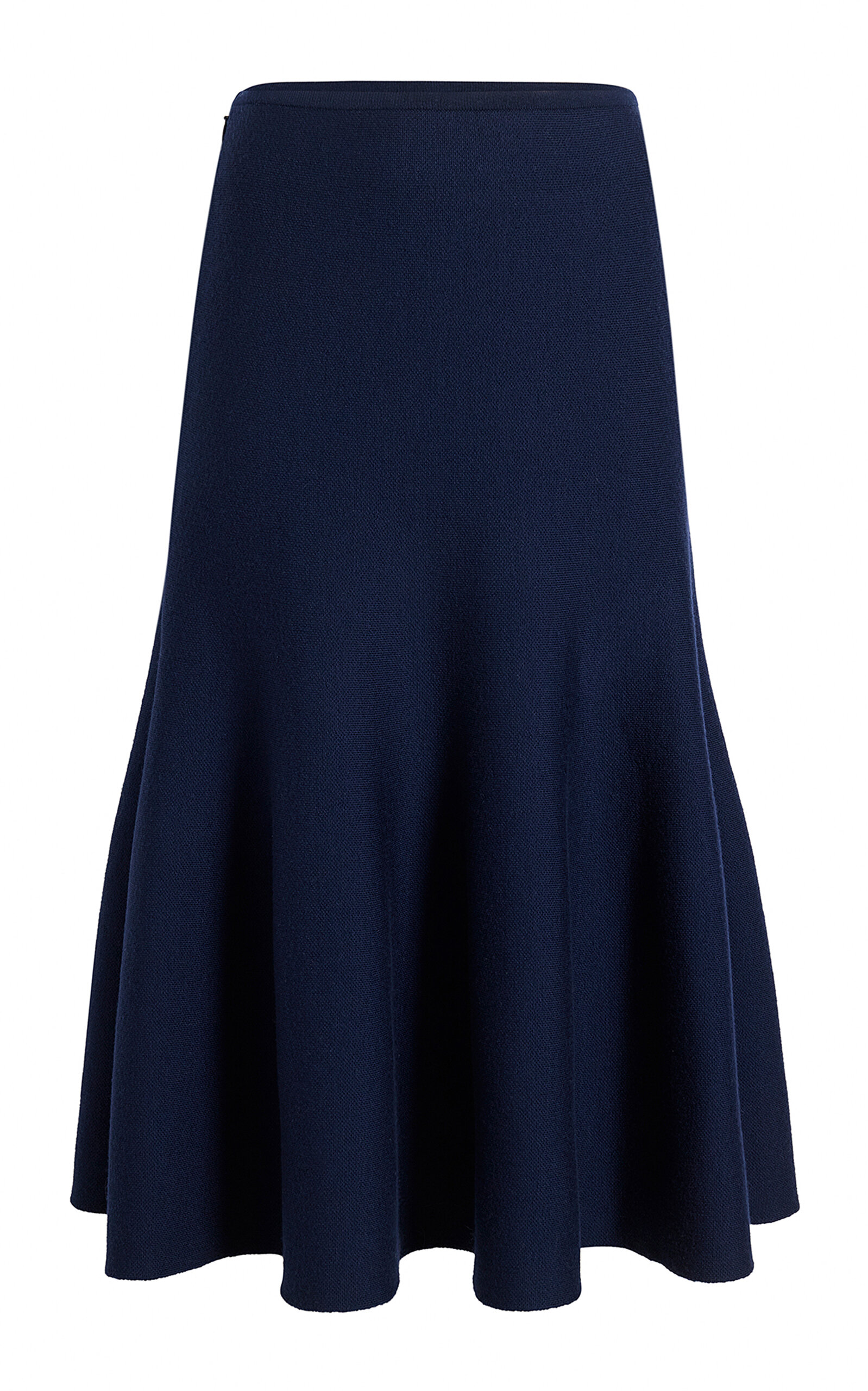 Khaite Odil Flared Wool-blend Midi Skirt In Blue