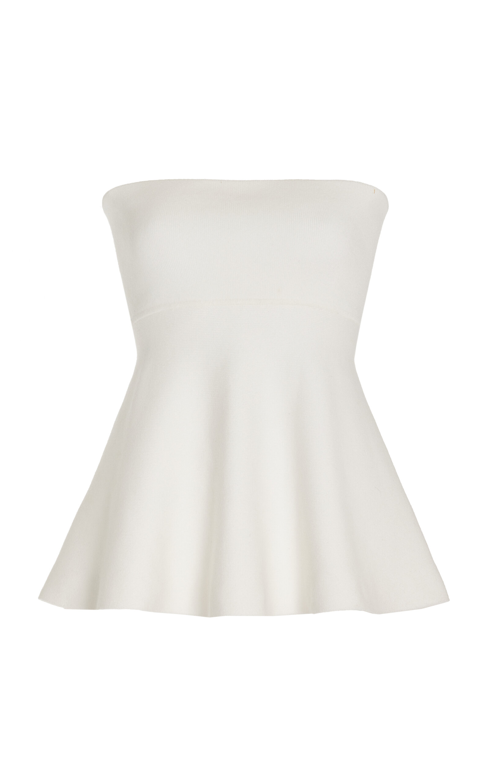The Frankie Shop Exclusive Agathe Knit Peplum Top - White