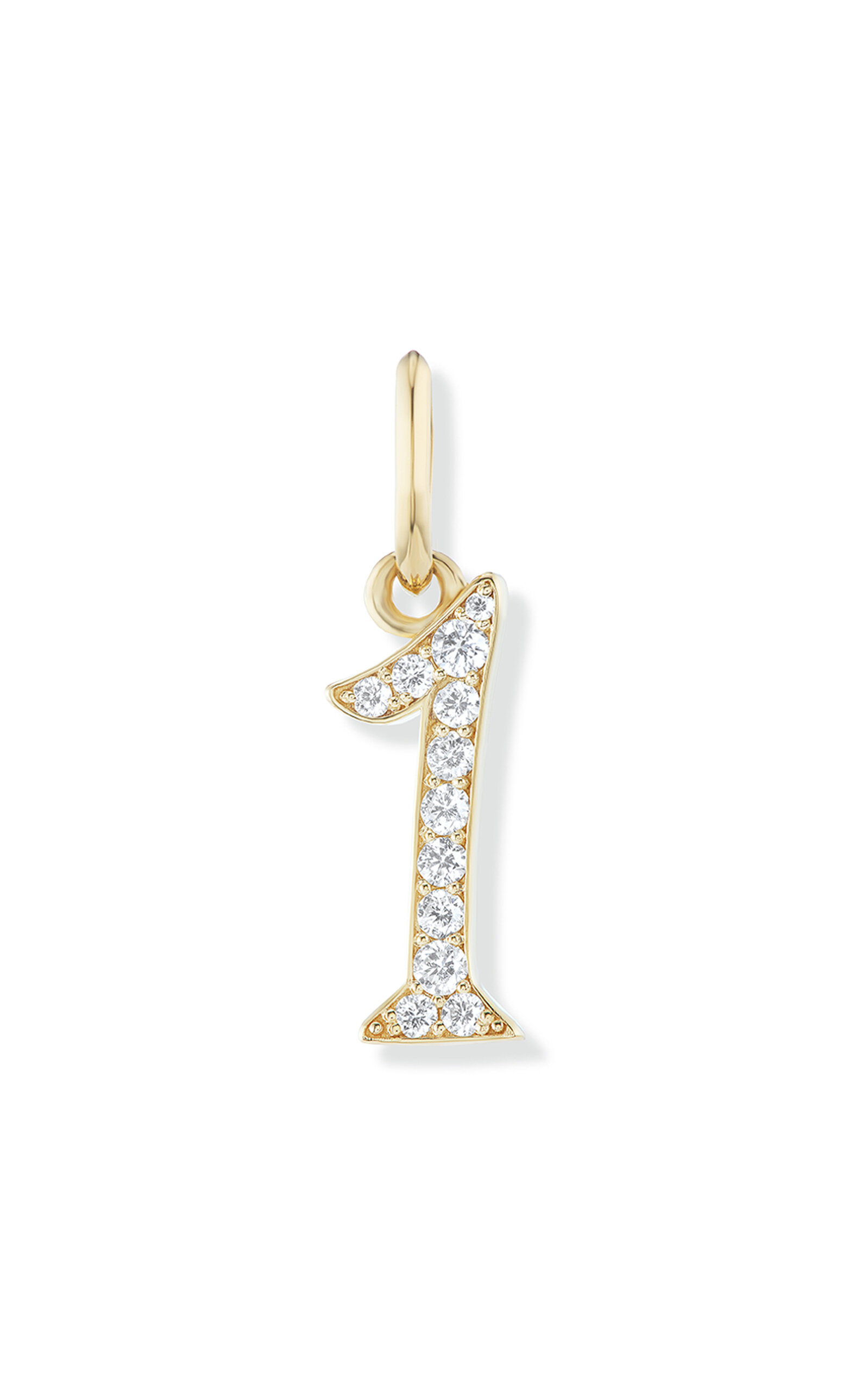 14k Yellow Gold Pave Number Charm